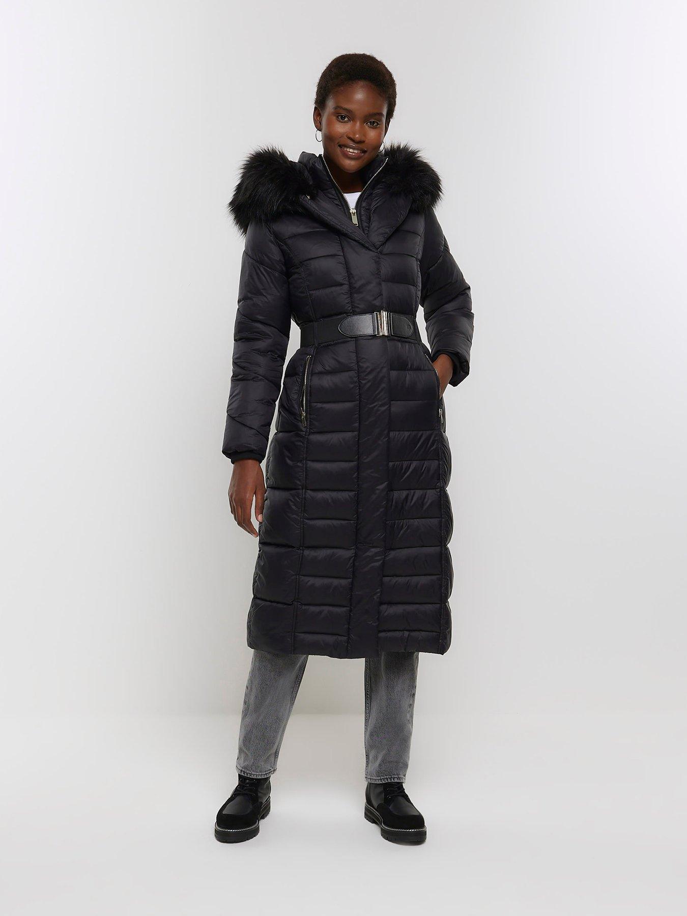 River island long puffer coat online