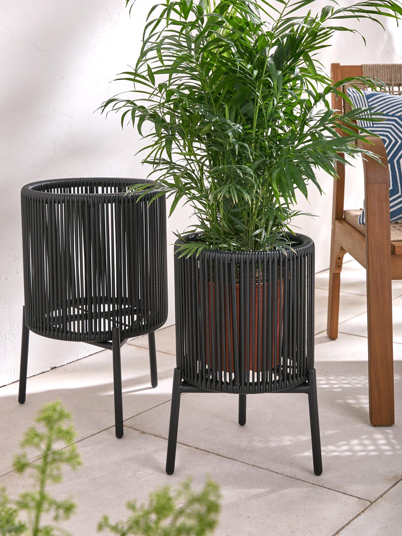 very-home-hawaii-set-2-planter-covers-black