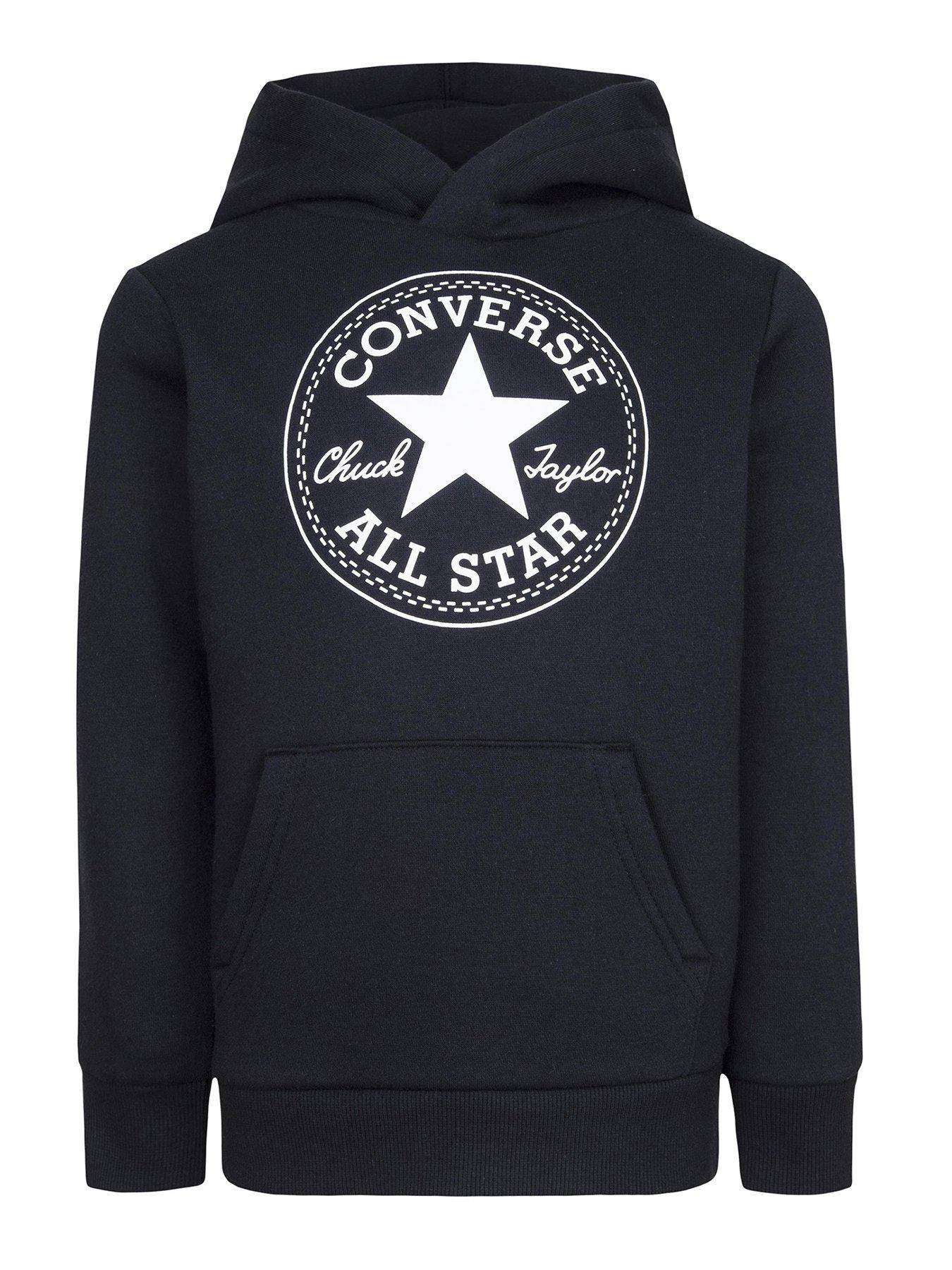 Converse Older Boys Fleece Chuck Patch Core Pullover Hoodie Dark