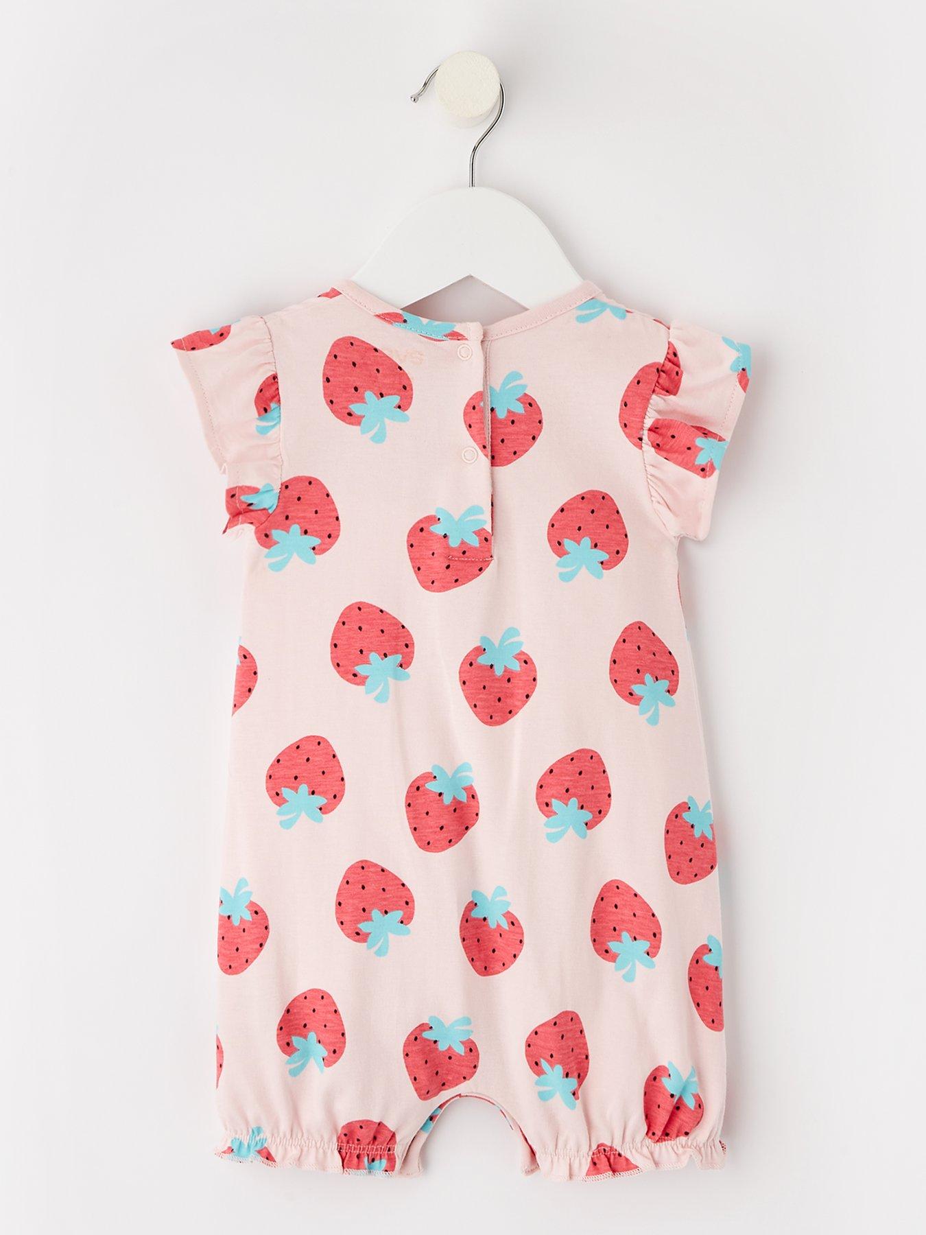 Autumn Arrival Baby Girls Long Sleeves Strawberry Pattern Cute Rompers