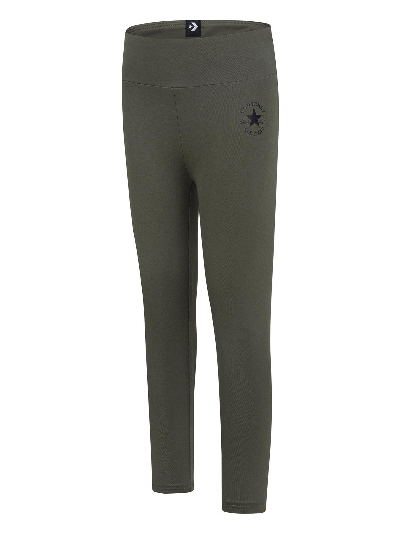 Image 1 of 3 of Converse Older Girls Chuck Patch High Rise Leggings - Dark Khaki