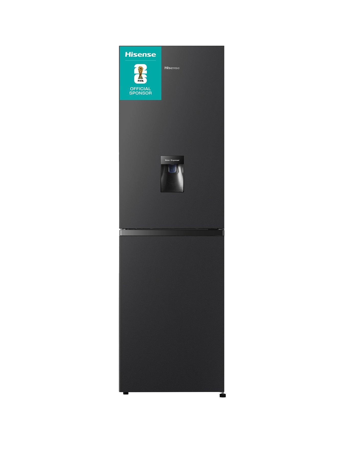 front image of hisense-rb327n4wbe-55cm-wide-total-no-frost-freestanding-fridge-freezer-black