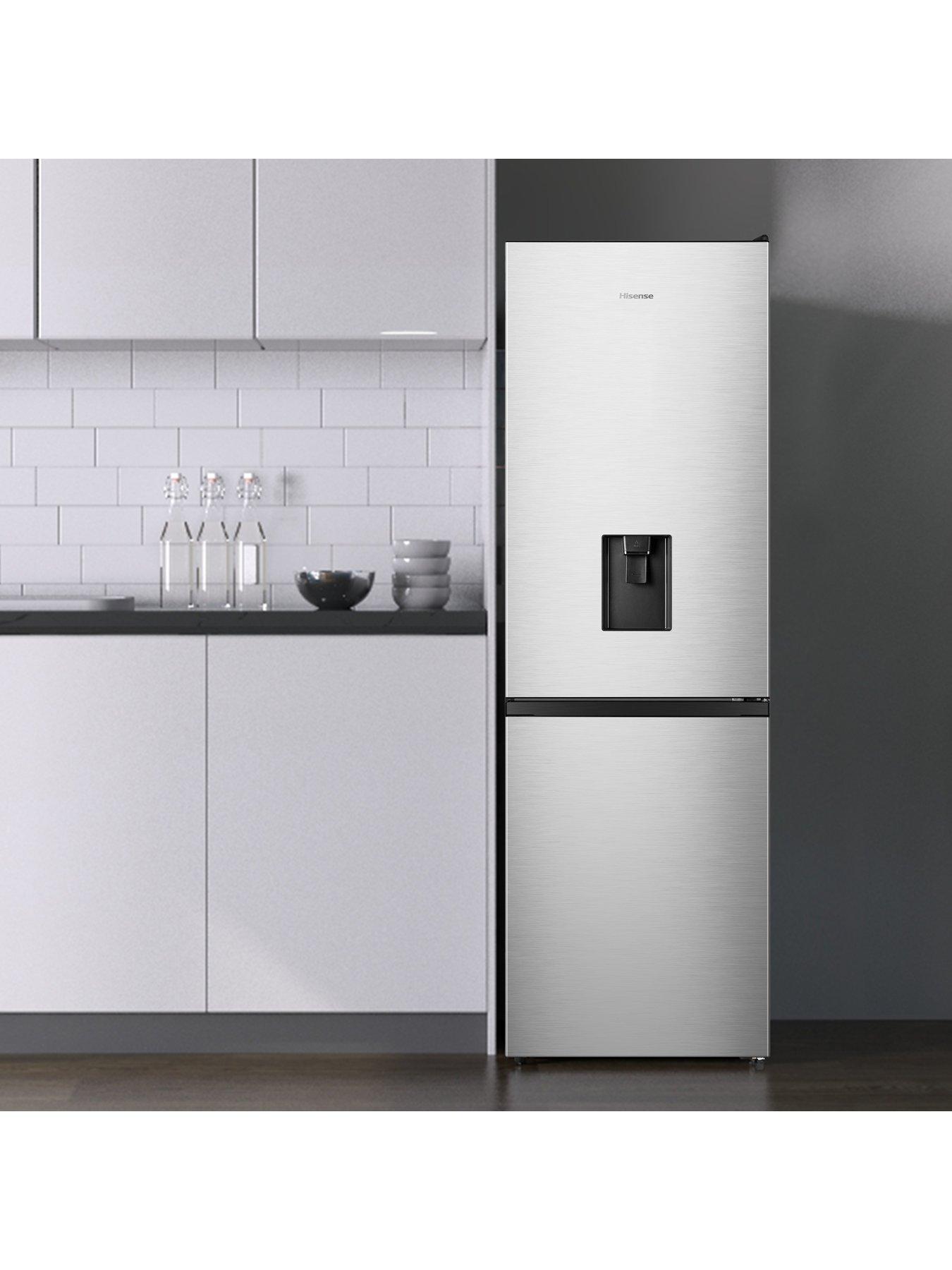  image of hisense-rb390n4wce-60cm-wide-total-no-frost-freestanding-fridge-freezer-stainless-steel