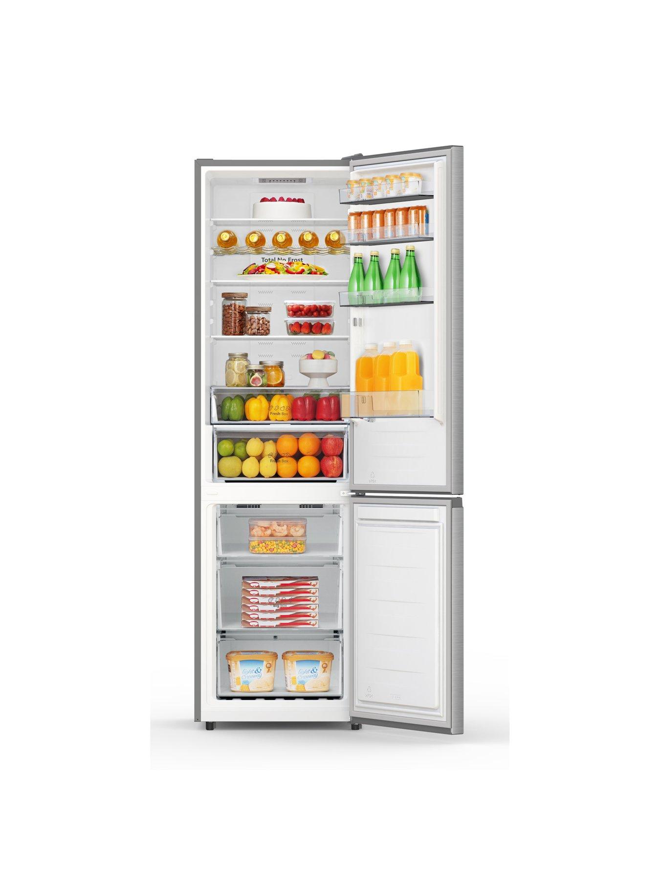  image of hisense-rb440n4aca-60cm-wide-total-no-frost-a-rating-freestanding-fridge-freezer-stainless-steel