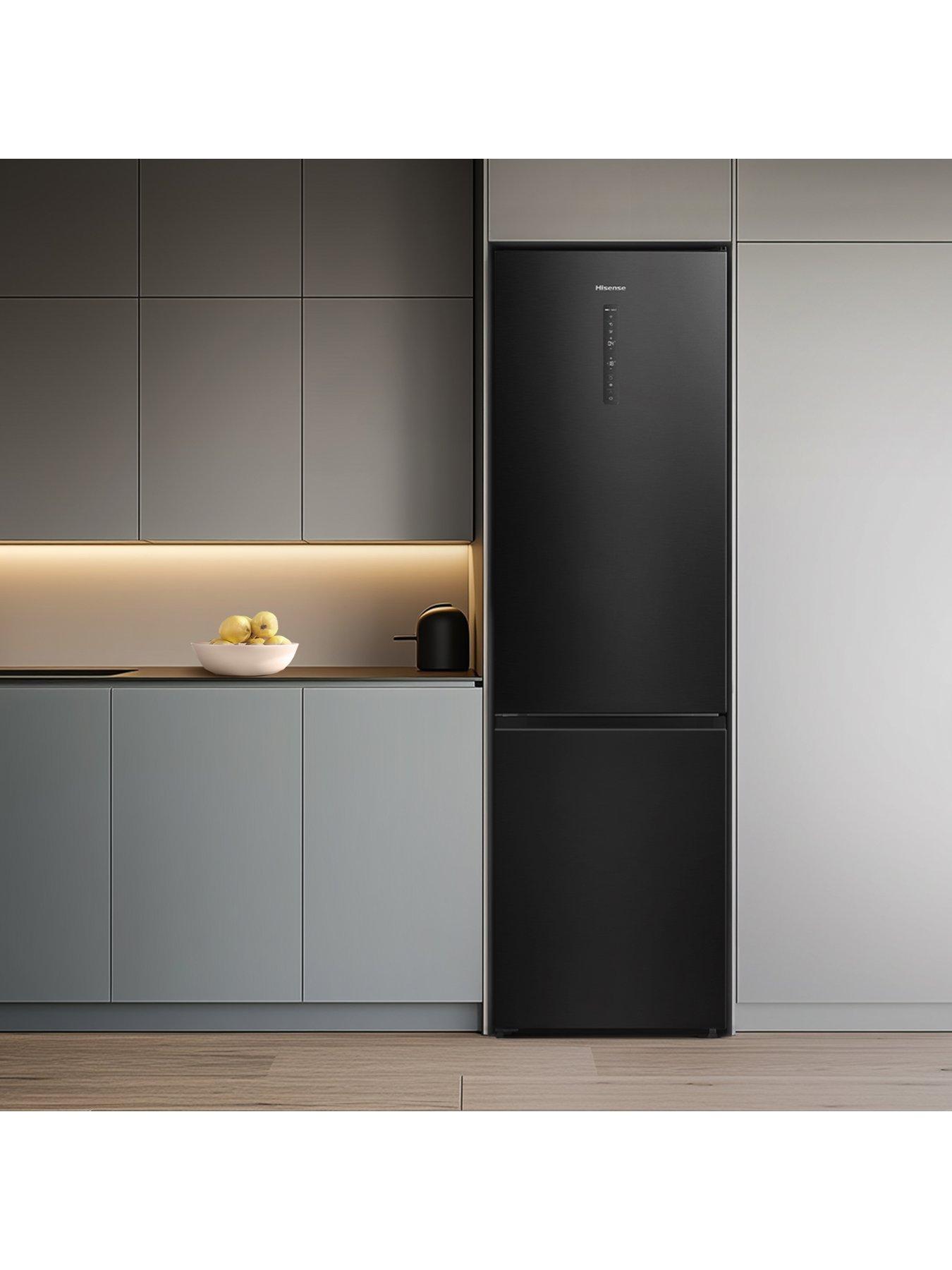 image of hisense-rb470n4sfcuk-60cm-wide-total-no-frost-c-rating-freestanding-fridge-freezer-black-stainless-steel