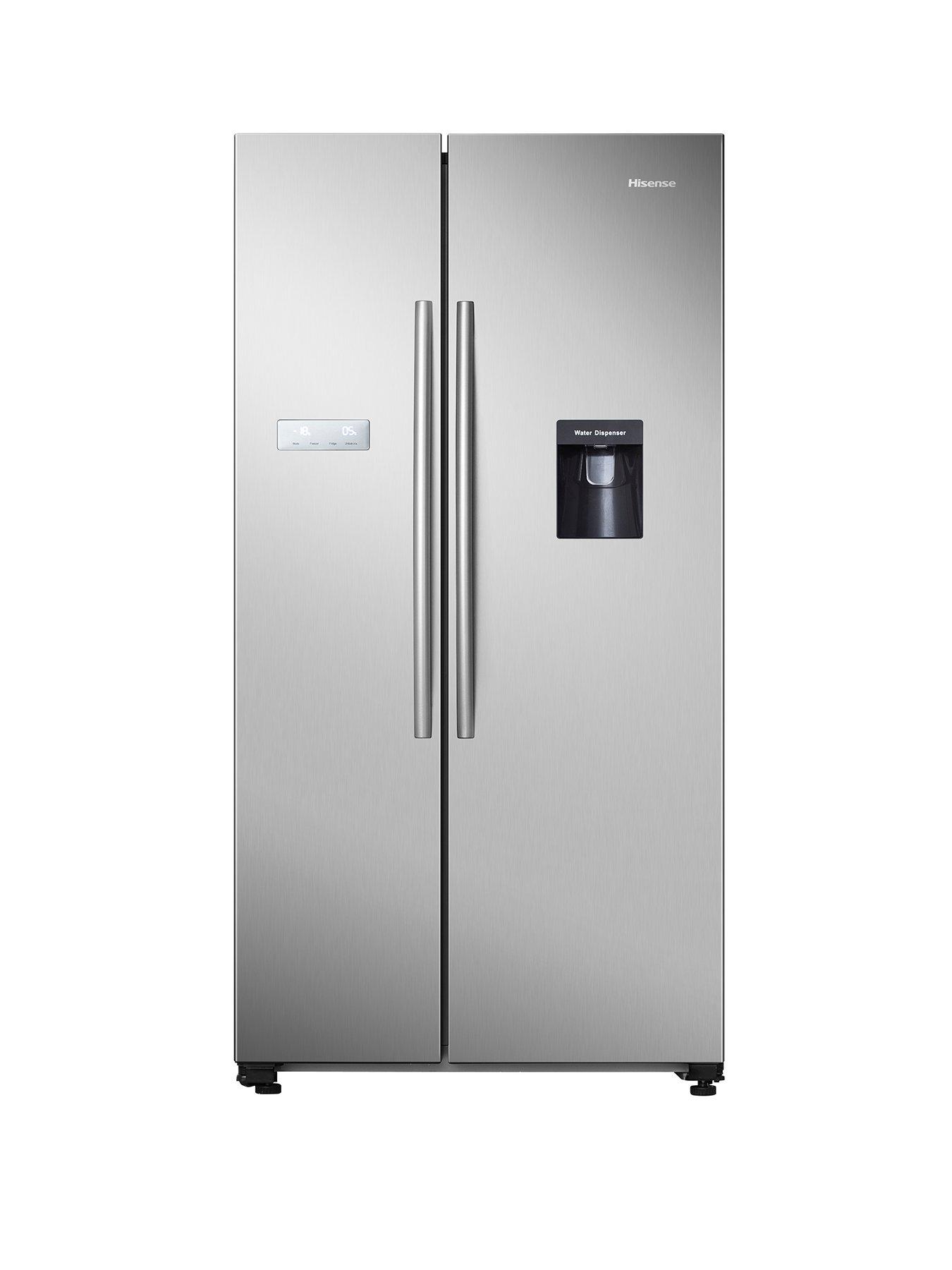 Hisense RS741N4WCE 90cm Wide, Side by Side, American-Style Fridge Freezer with non-plumbed Water Dispenser - Stainless Steel
