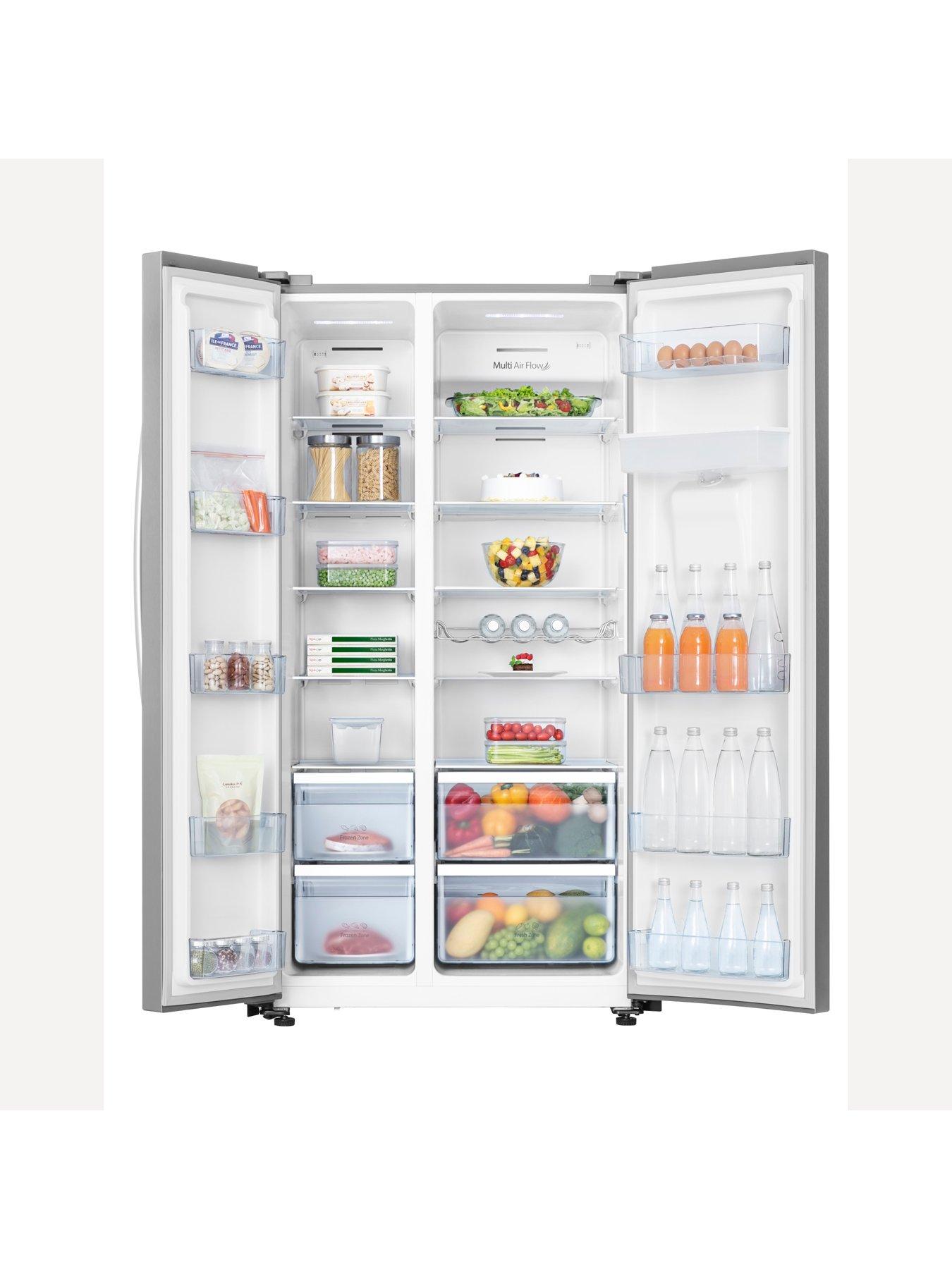  image of hisense-rs741n4wce-90cm-wide-side-by-side-american-style-fridge-freezer-with-non-plumbed-water-dispensernbsp--stainless-steel