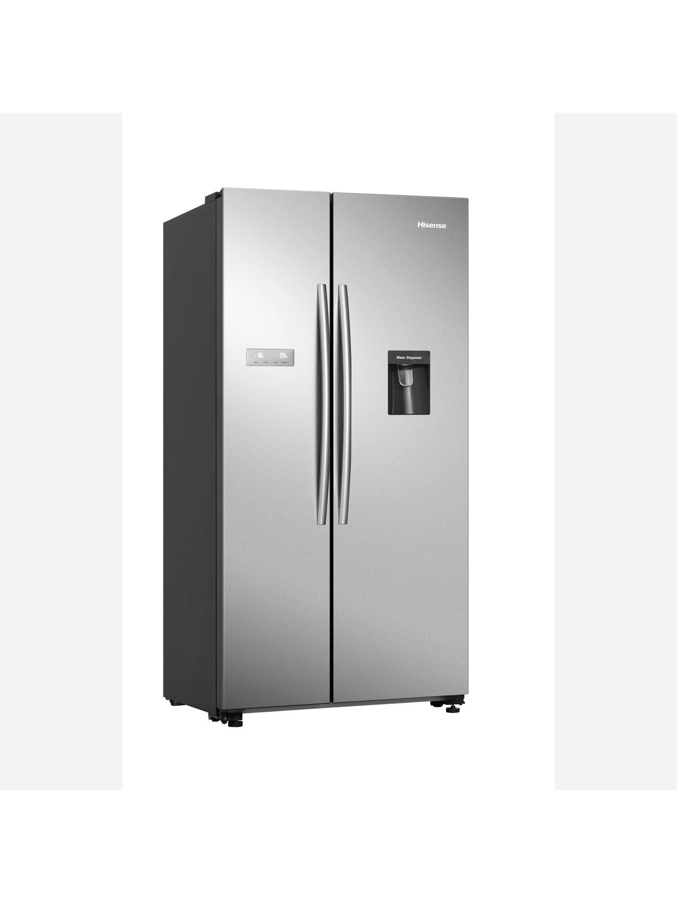  image of hisense-rs741n4wce-90cm-wide-side-by-side-american-style-fridge-freezer-with-non-plumbed-water-dispensernbsp--stainless-steel