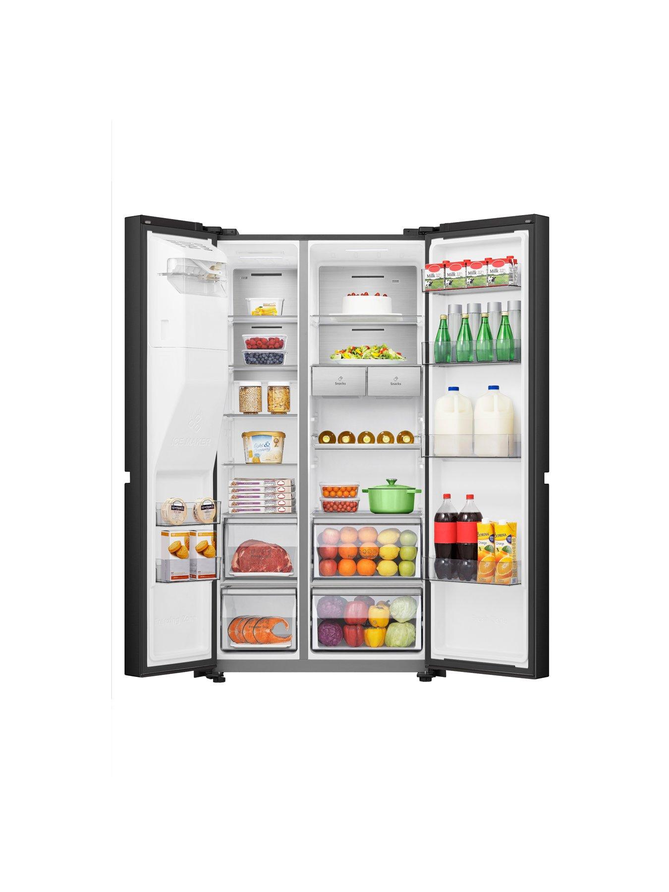  image of hisense-rs818n4ife-pureflat-infinite-series-90cm-wide-side-by-side-american-fridge-freezer-black-stainless-steel