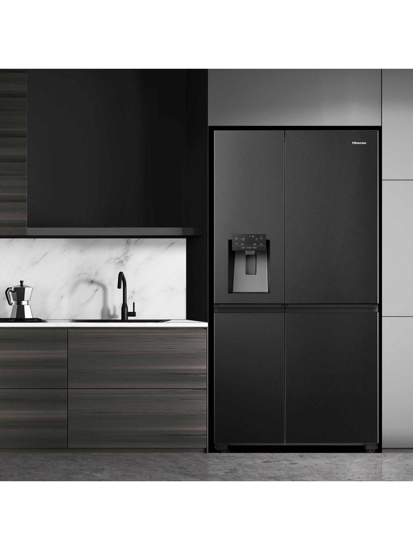  image of hisense-rs818n4ife-pureflat-infinite-series-90cm-wide-side-by-side-american-fridge-freezer-black-stainless-steel