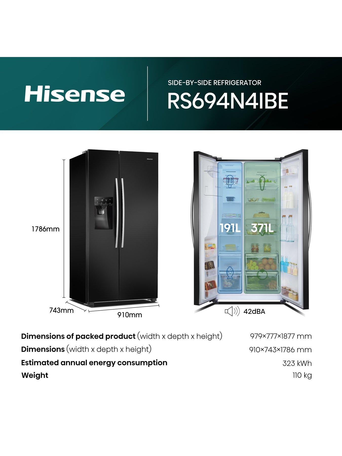  image of hisense-rs694n4ibe-90cm-wide-side-by-side-water-and-ice-american-fridge-freezer-black