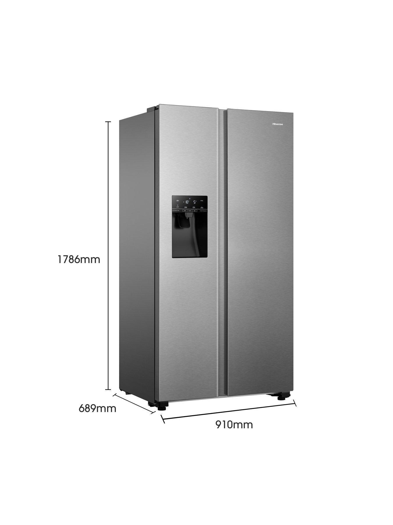  image of hisense-rs694n4tie-90cm-wide-side-by-side-non-plumbed-water-and-ice-american-fridge-freezer-stainless-steel