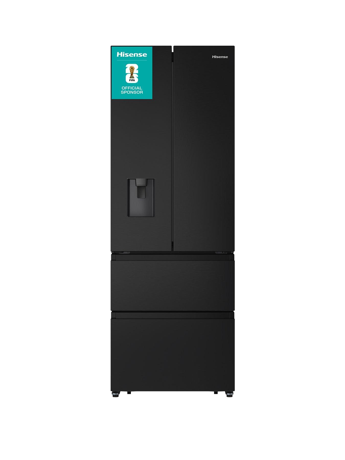 front image of hisense-rf632n4wfe-70cm-wide-french-door-american-fridge-freezer-black-stainless-steel