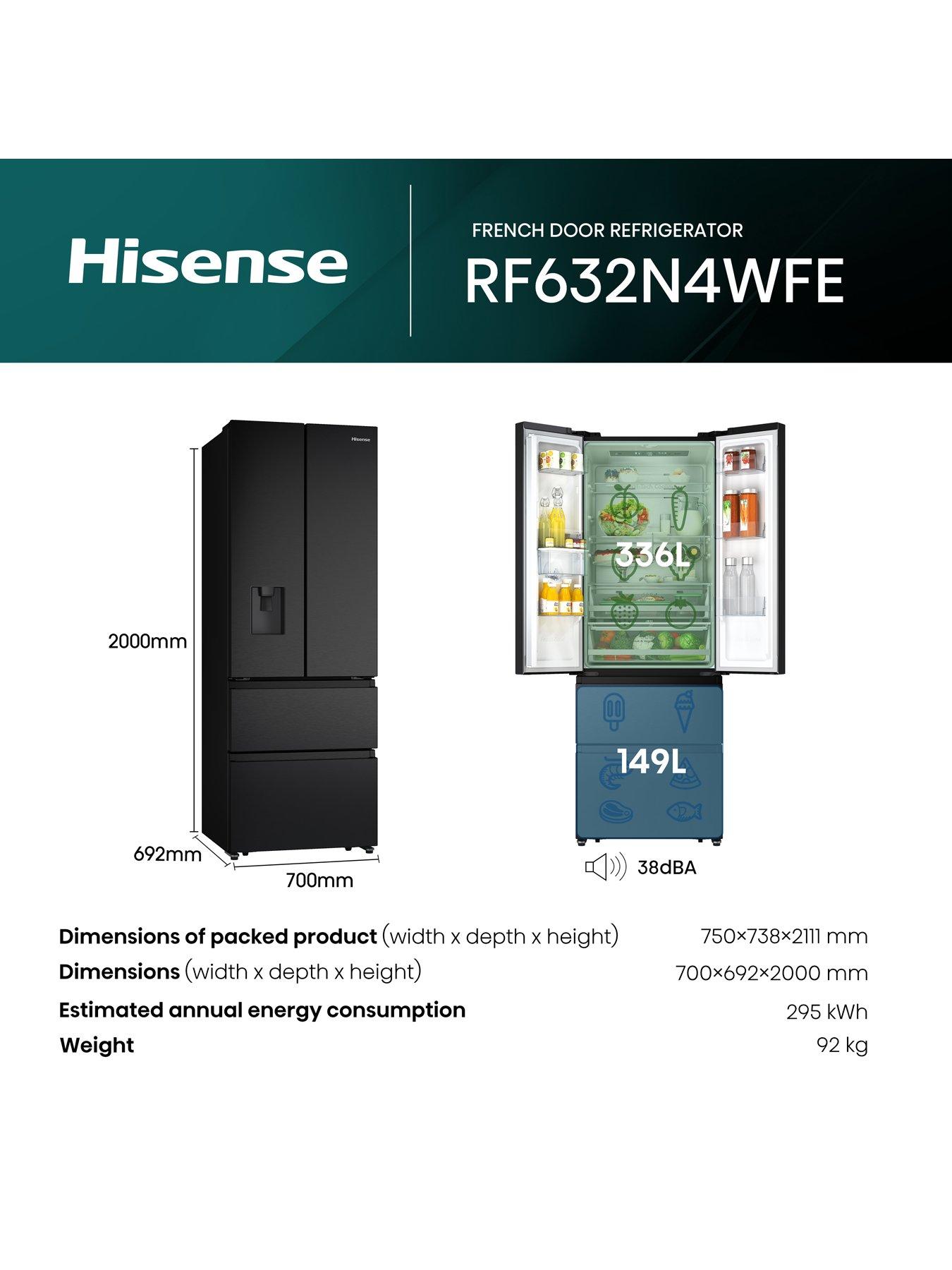  image of hisense-rf632n4wfe-70cm-wide-french-door-american-fridge-freezer-black-stainless-steel