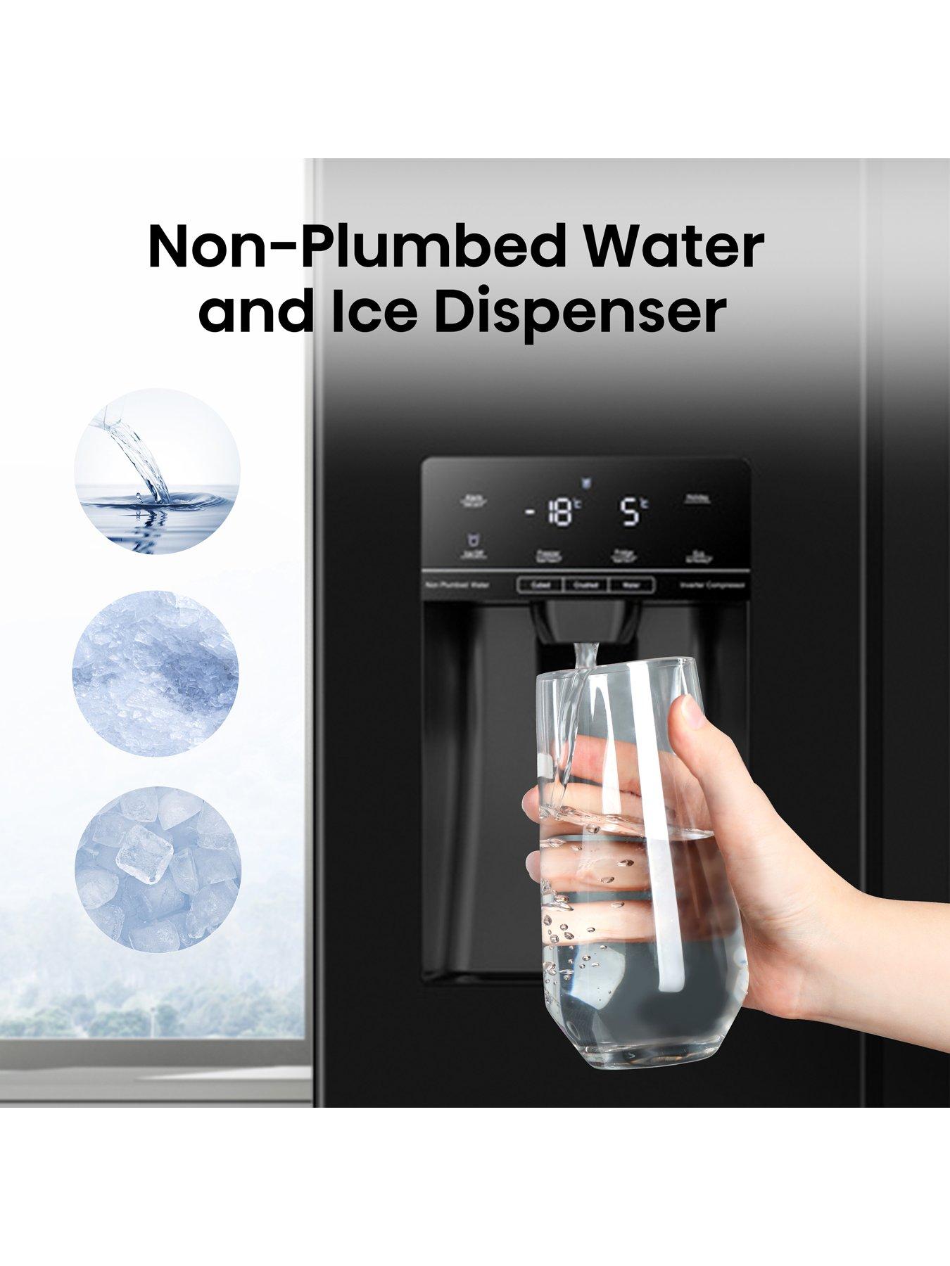  image of hisense-rs694n4tbe-90cm-wide-side-by-side-non-plumbed-water-and-ice-american-fridge-freezer-black