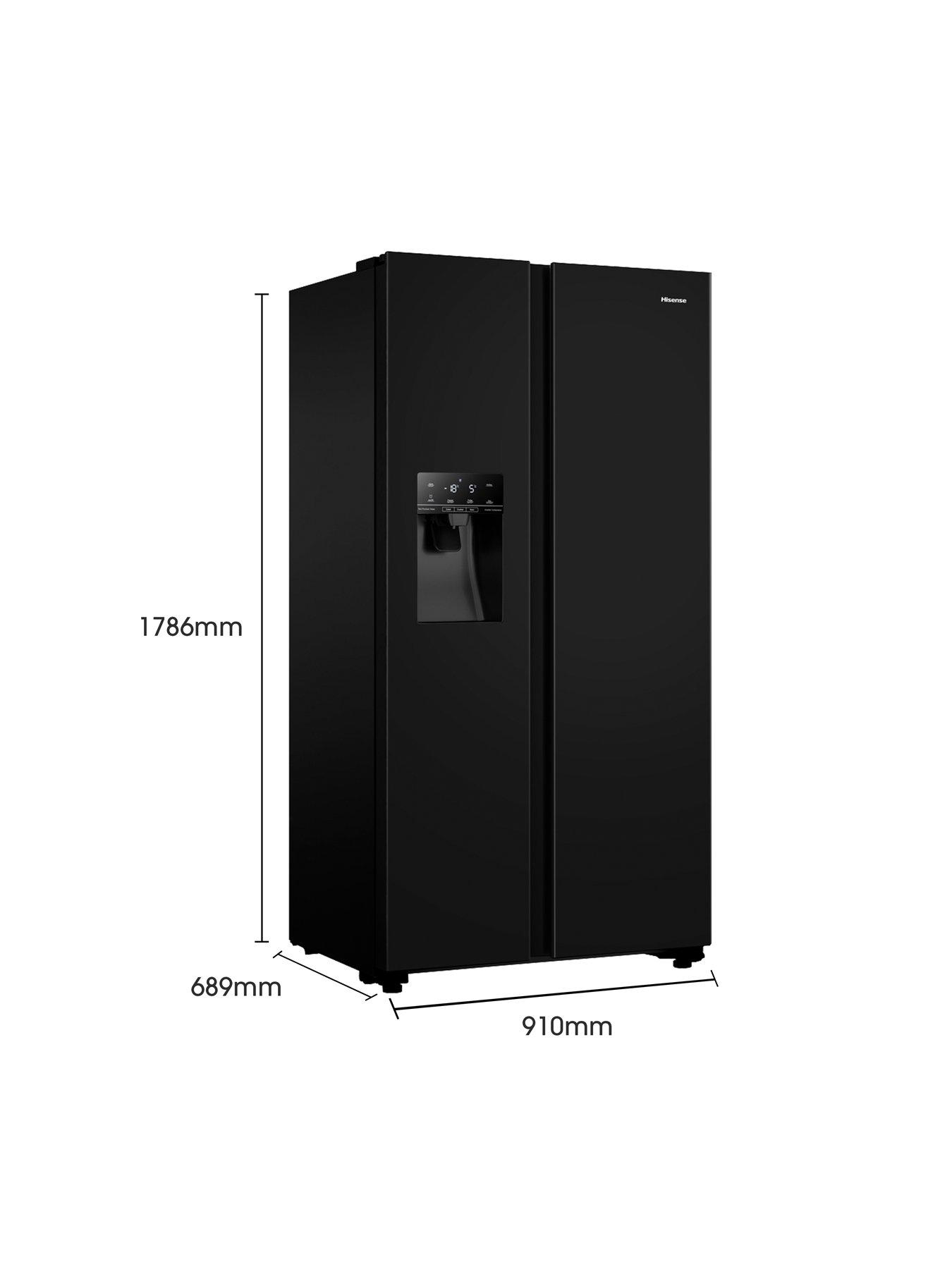  image of hisense-rs694n4tbe-90cm-wide-side-by-side-non-plumbed-water-and-ice-american-fridge-freezer-black