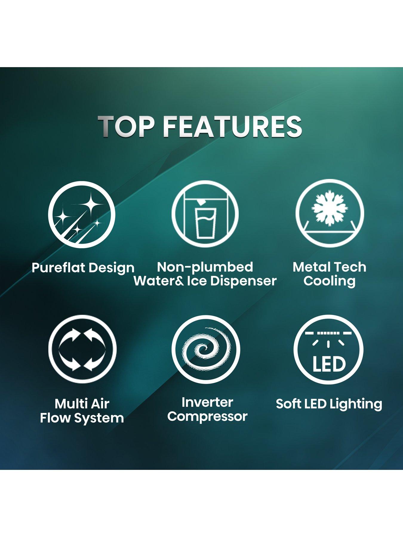  image of hisense-rs818n4tie-pureflat-infinite-series-90cm-wide-side-by-side-american-fridge-freezer-stainless-steel