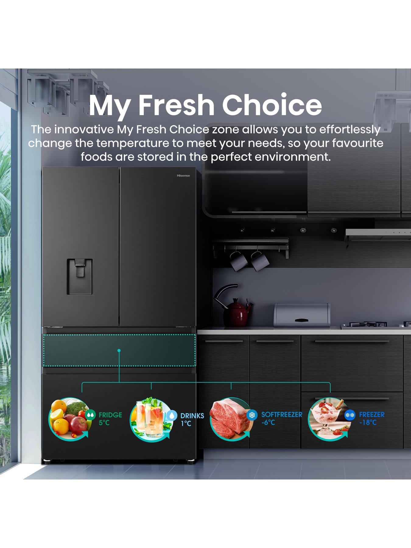  image of hisense-rf749n4swfe-pureflat-90cm-french-door-american-fridge-freezer-black-stainless-steel
