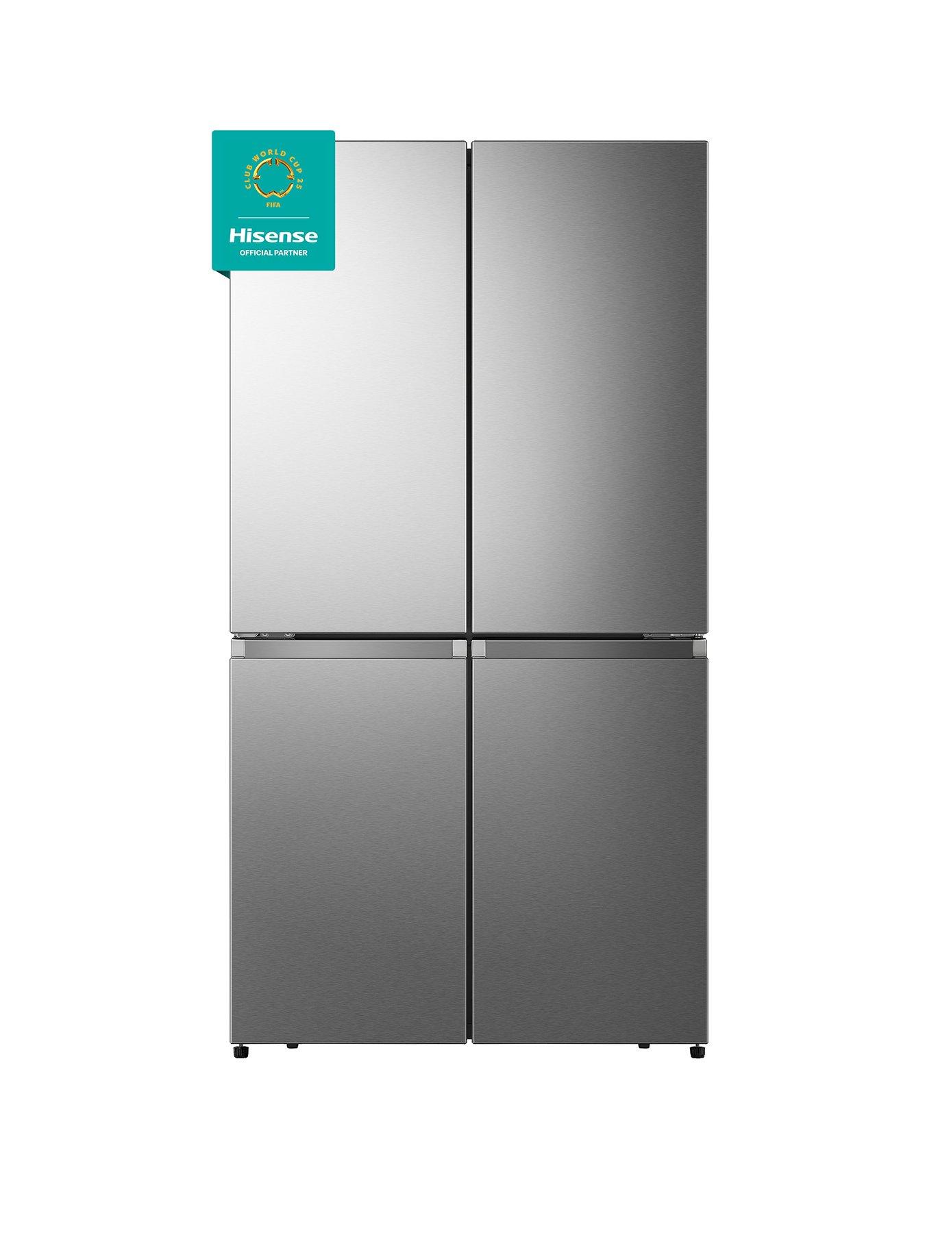 front image of hisense-rq758n4sase-pureflat-90cm-cross-door-american-fridge-freezer-stainless-steel