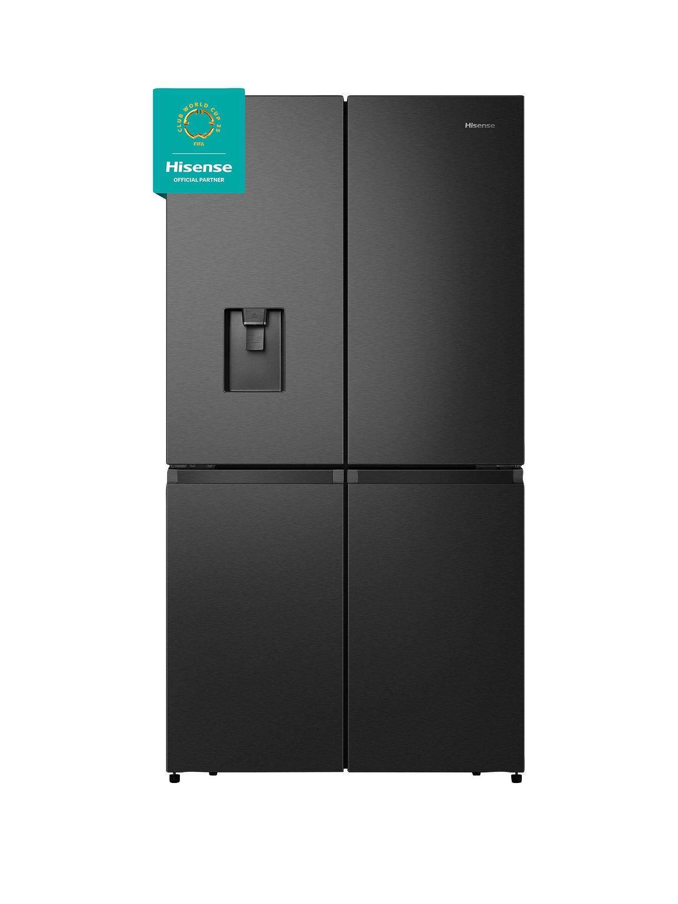 undefined RQ758N4SWFE Pureflat 90cm Cross Door, American Fridge Freezer - Black Stainless Steel