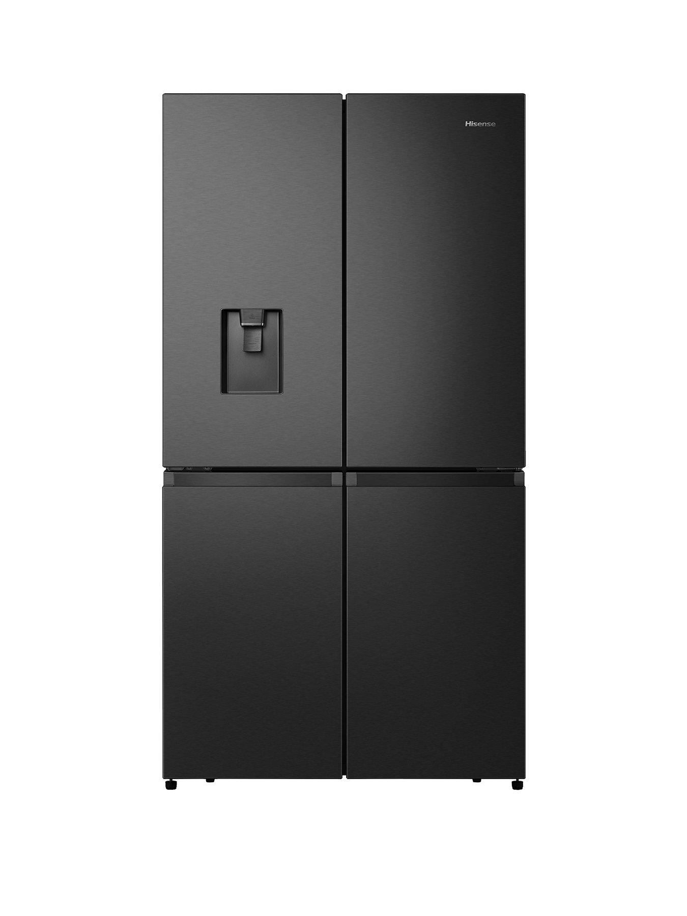 front image of hisense-rq758n4swfe-pureflat-90cm-cross-door-american-fridge-freezer-black-stainless-steel