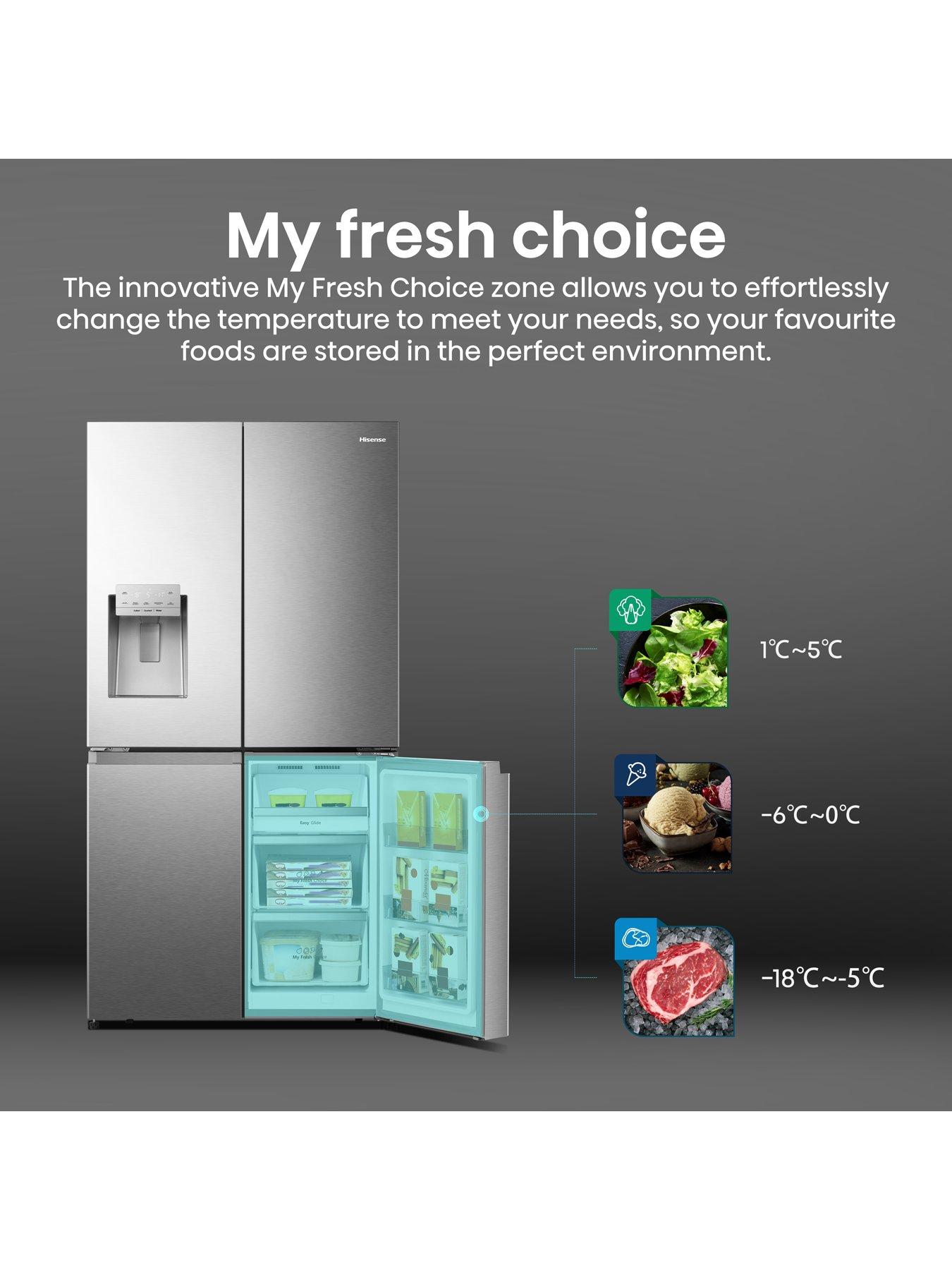 Image 5 of 6 of Hisense RQ760N4SASE Pureflat 90cm Cross Door, Water and Ice, American Fridge Freezer - Stainless Steel