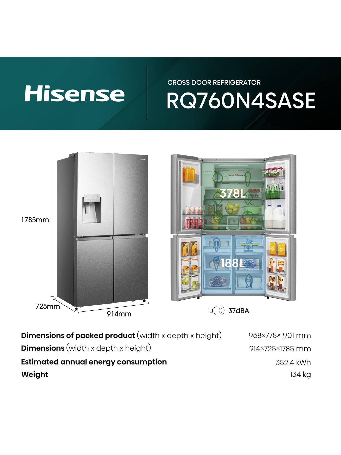 Image 6 of 6 of Hisense RQ760N4SASE Pureflat 90cm Cross Door, Water and Ice, American Fridge Freezer - Stainless Steel