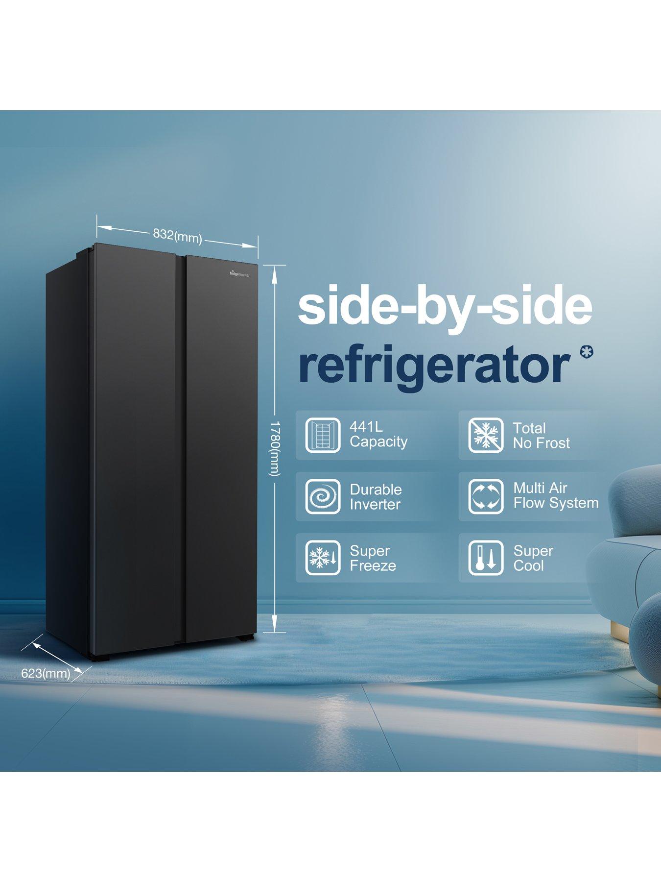 Fridgemaster MS83430EB 80cm Wide Side by Side, American Fridge Freezer