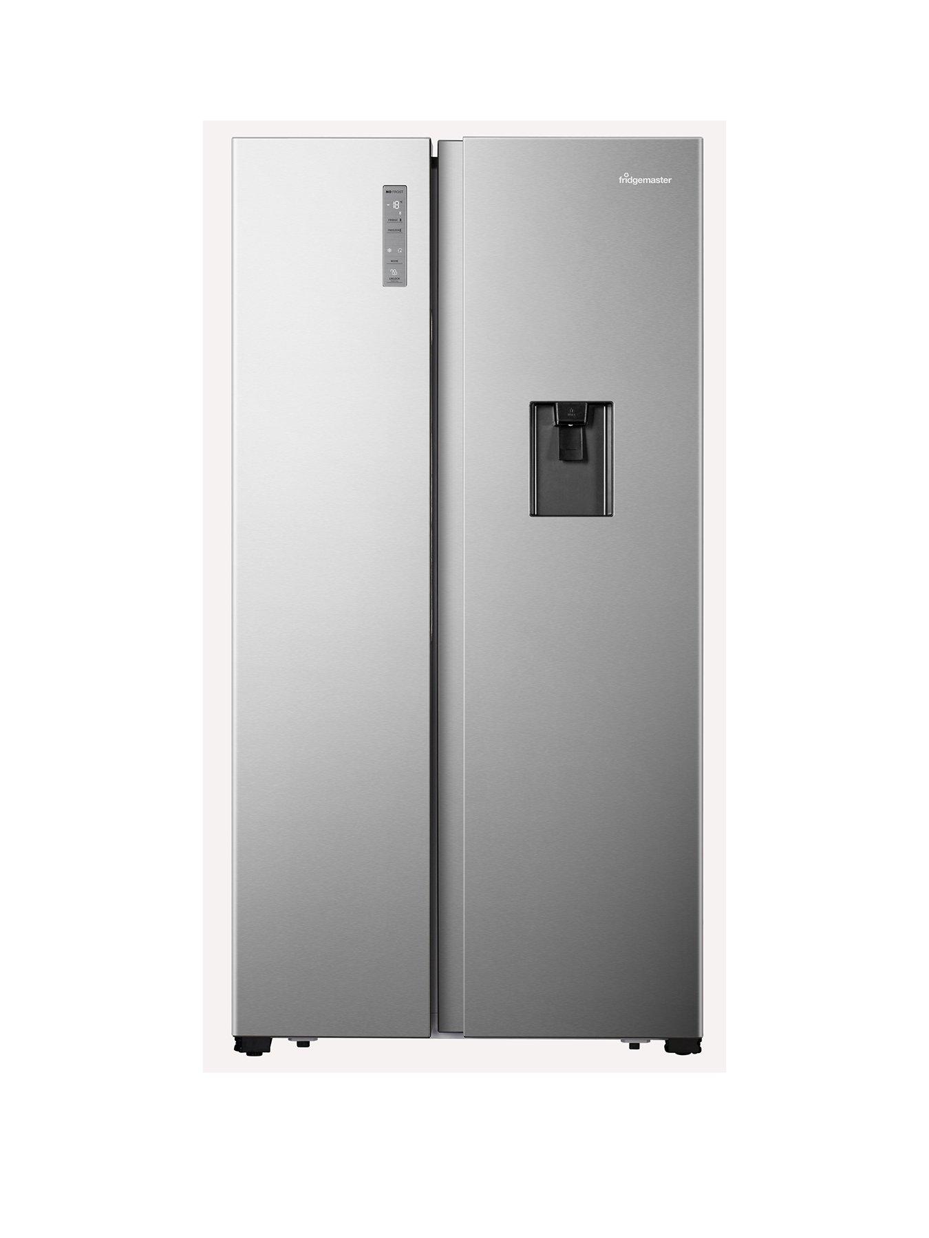 fridgemaster-ms91520des-90cm-wide-side-by-side-american-style-fridge-freezer-silver