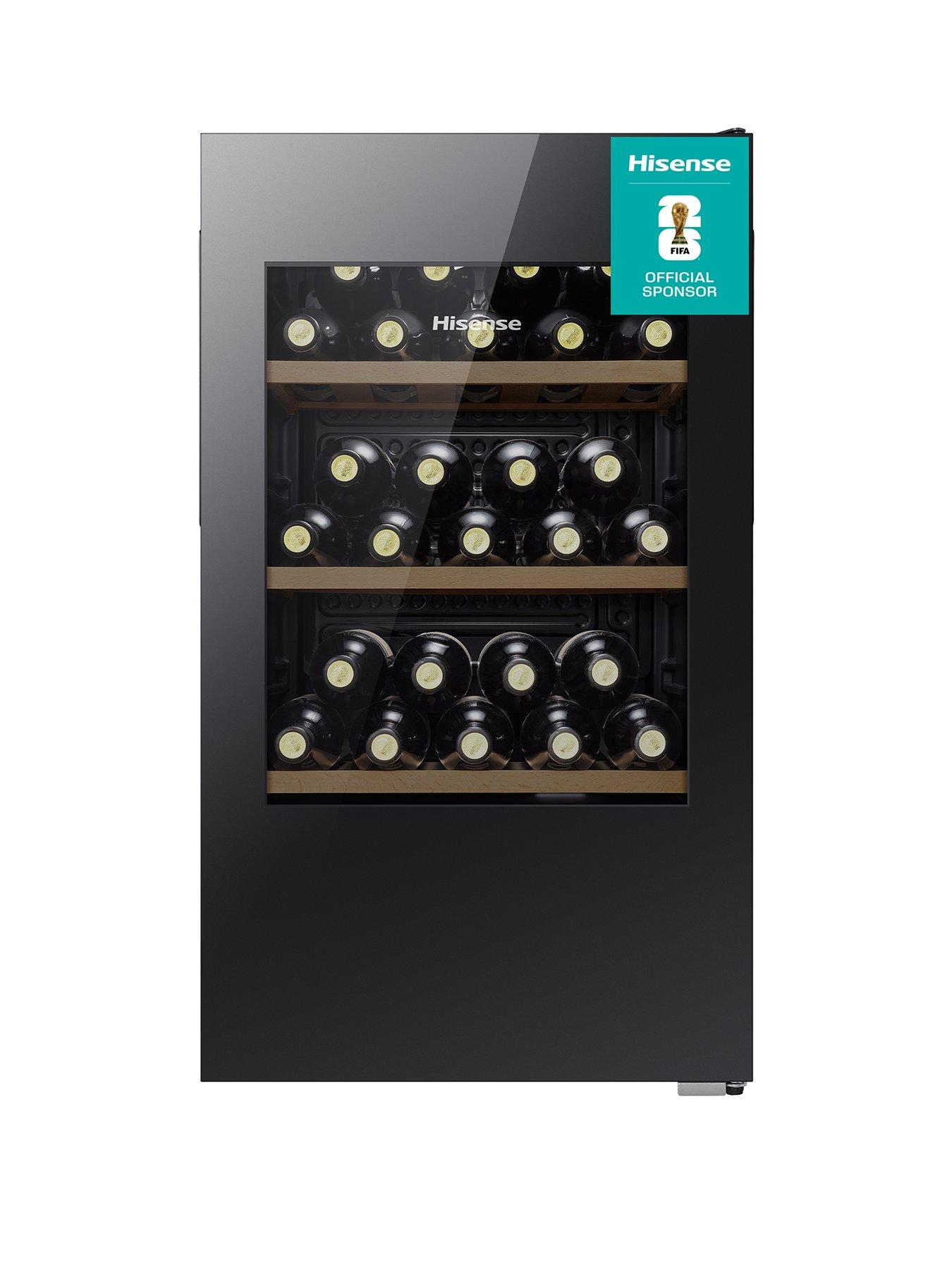 Hisense RW12D4NWG0 48cm Wide, 30 bottle, Freestanding Wine Cooler - Black