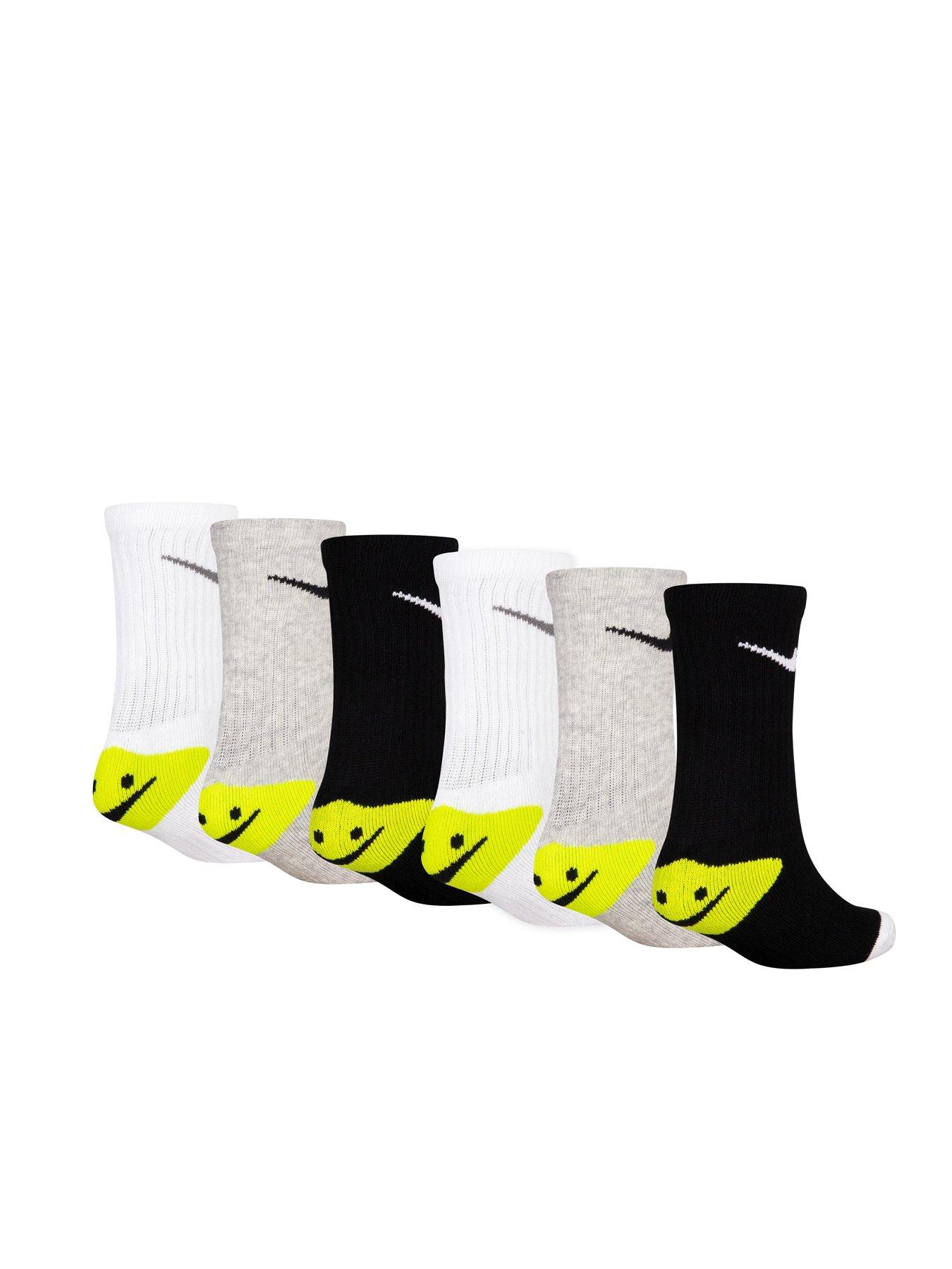  image of nike-younger-boys-6pk-nike-smiley-crew-sock