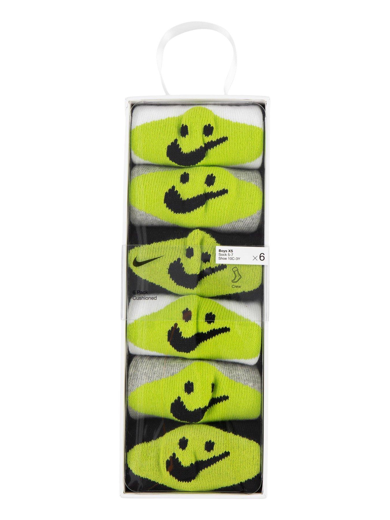  image of nike-younger-boys-6pk-nike-smiley-crew-sock