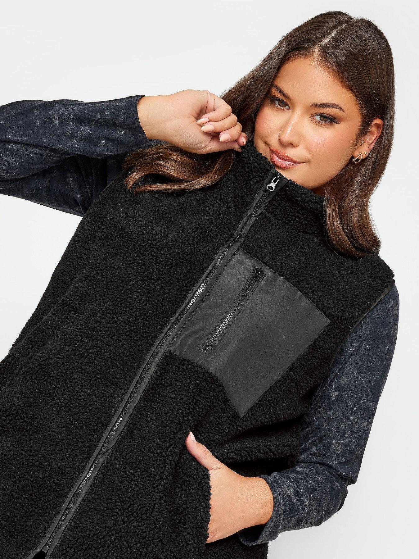 Image 4 of 4 of Yours Borg Nylon Pocket Gilet Black