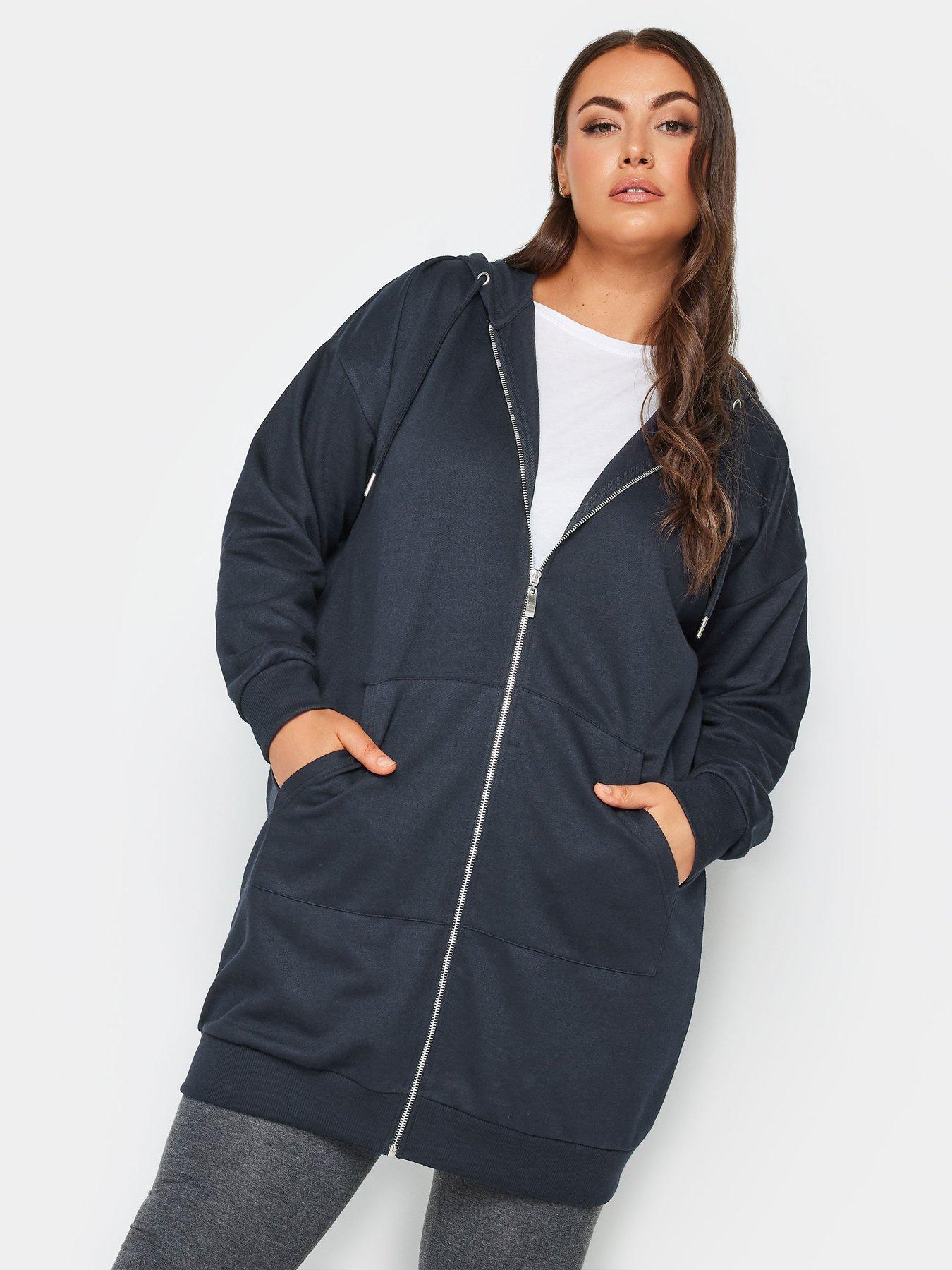 Longline Zip Thru Hoodie Navy