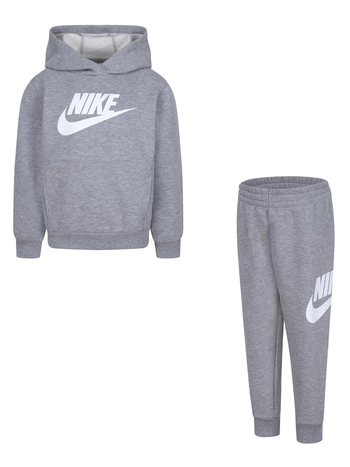 Nike Kids Unisex Club Fleece Hoodie and Joggers Set Dark Grey littlewoods