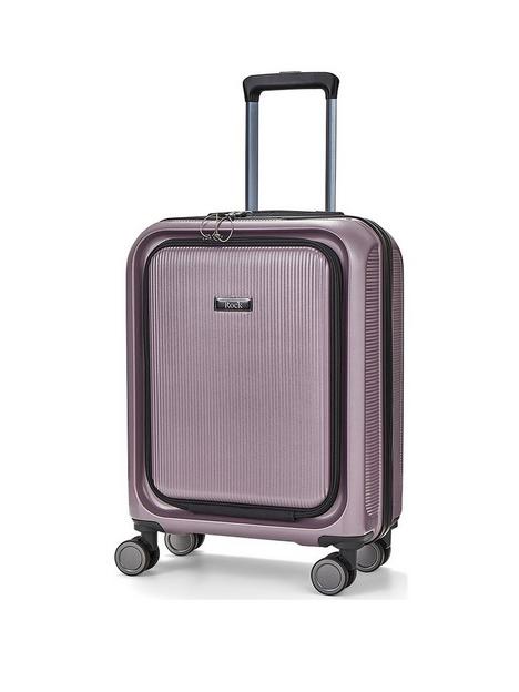 rock-luggage-austin-8-wheel-hardshell-pp-small-suitcase-with-tsa-lock--purple