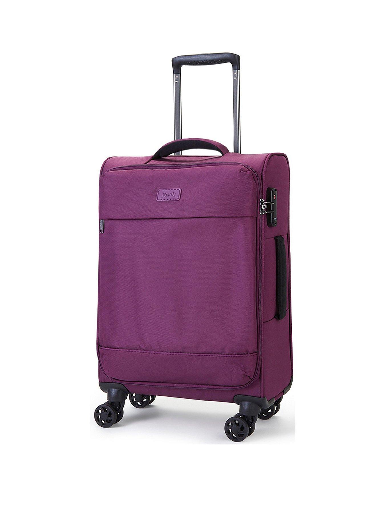 Rock Luggage Paris 8 Wheel Softshell Lightweight Small Suitcase With Lock -Purple