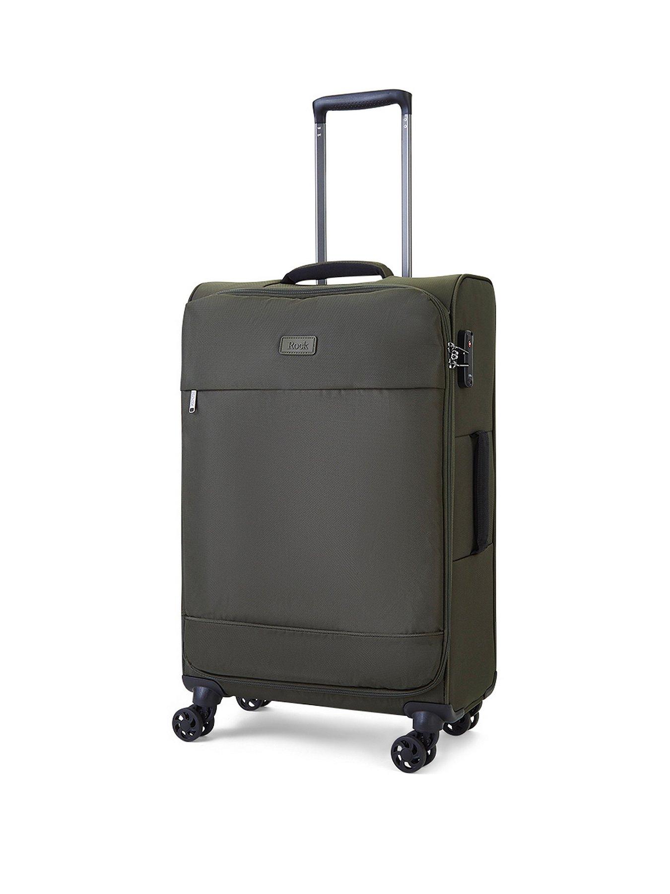 Rock Luggage Paris 8 Wheel Softshell Lightweight Medium Suitcase With Lock Green littlewoods