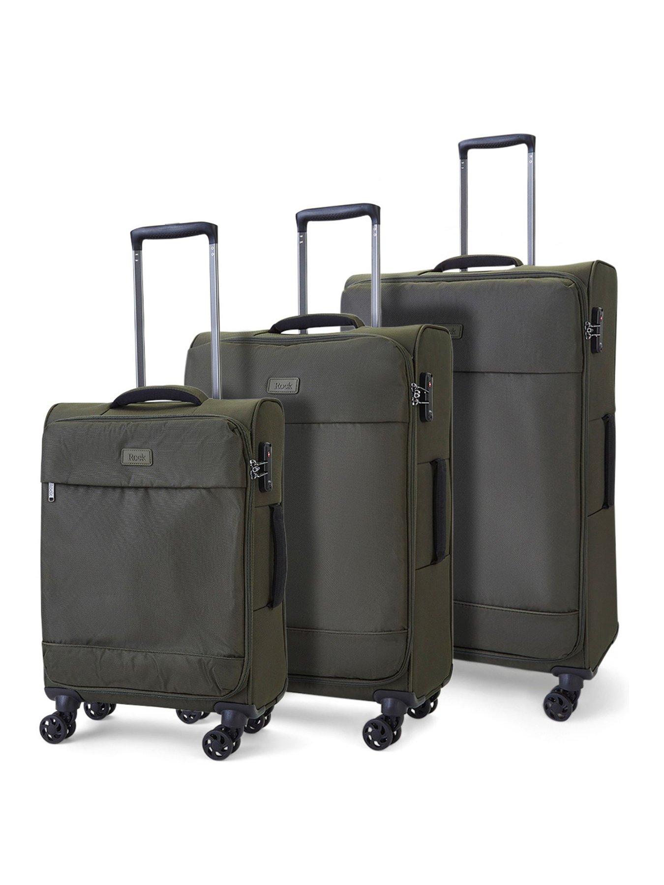 undefined Paris 8 Wheel Softshell Lightweight 3pc Suitcase With Lock -Green