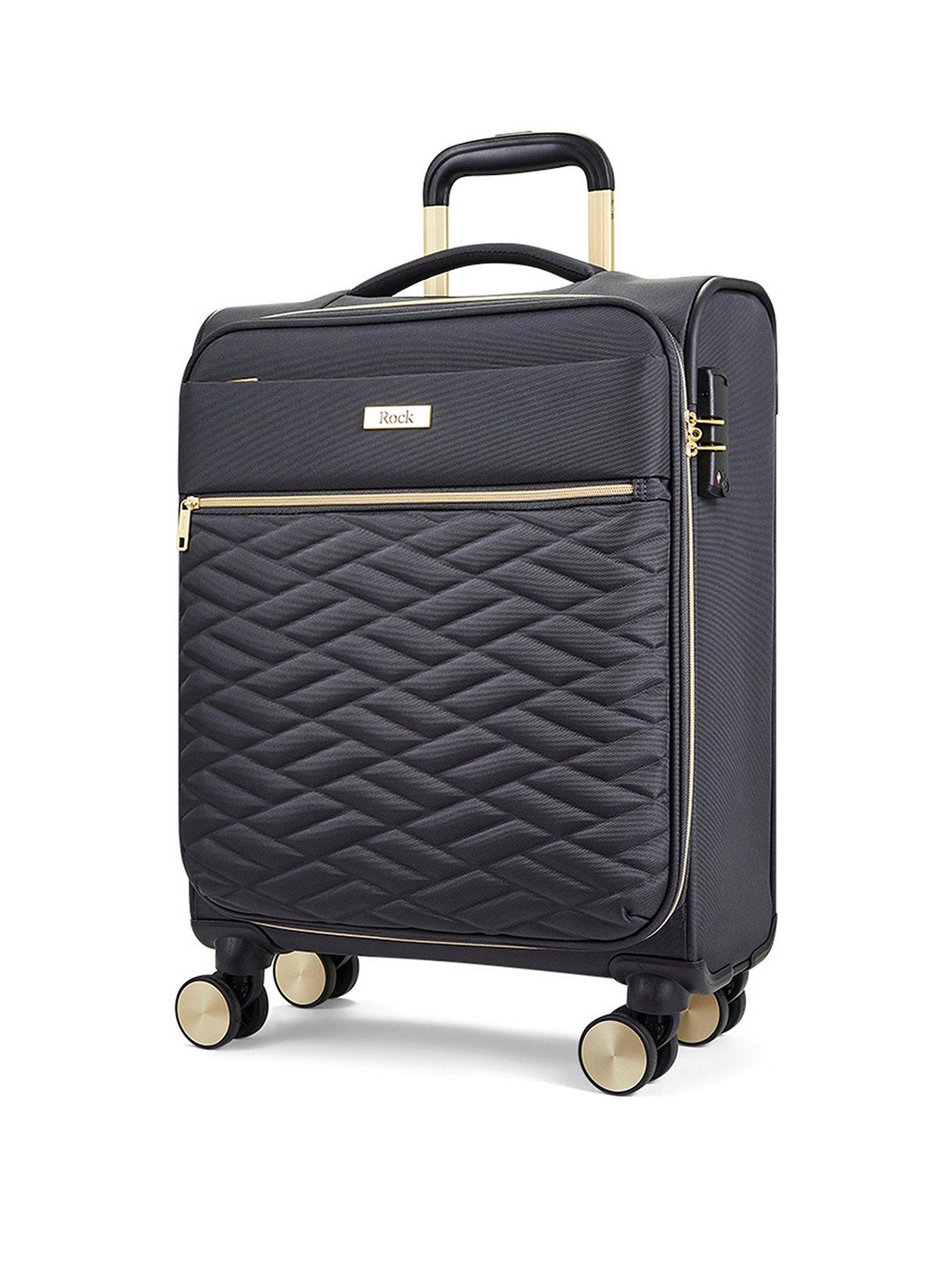  image of rock-luggage-sloane-softshell-8-wheel-expander-with-tsa-lock-small-suitcase