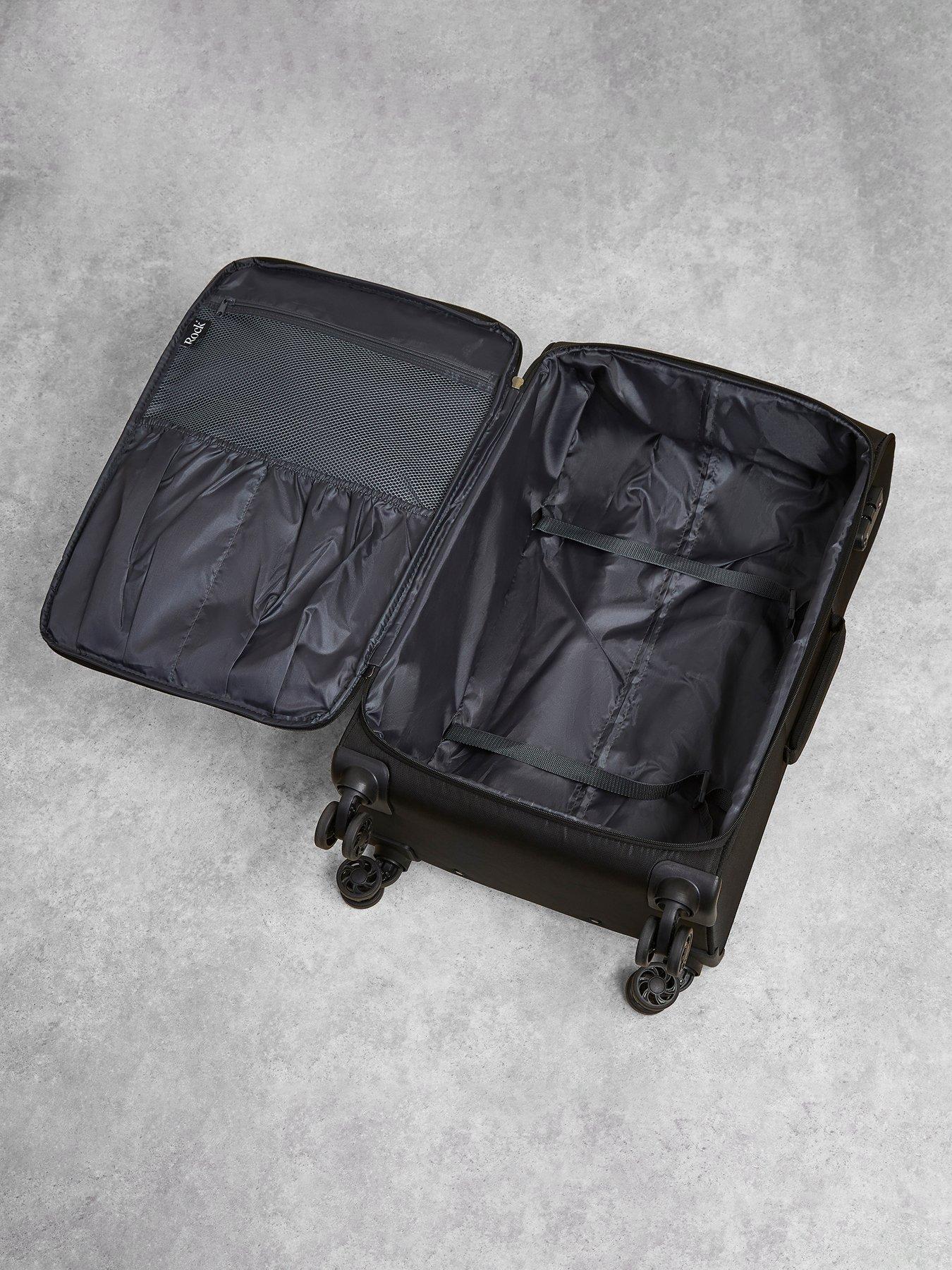  image of rock-luggage-paris-8-wheel-softshell-lightweight-medium-suitcase-with-lock--black