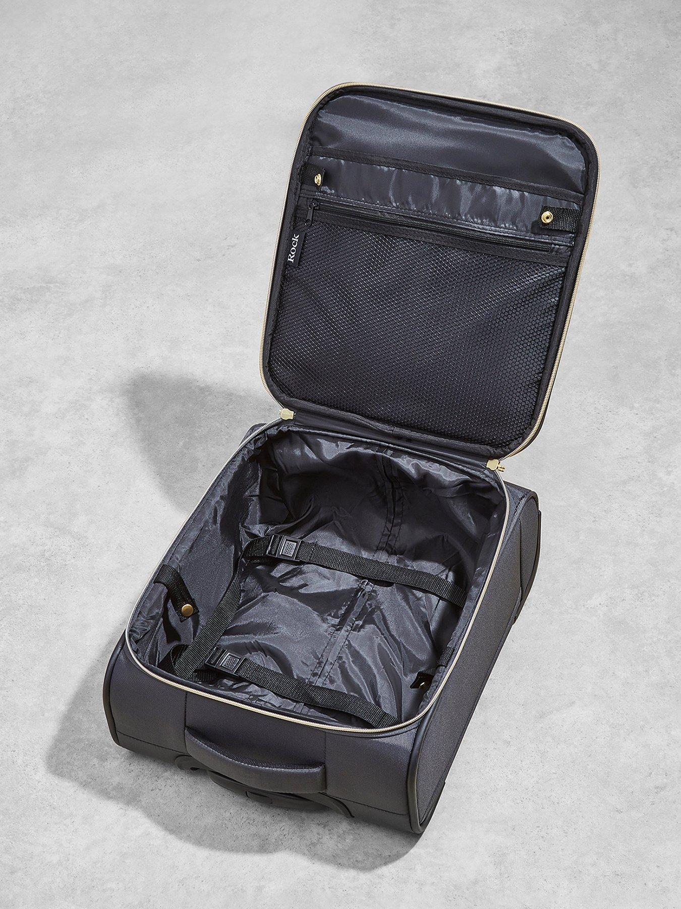 Image 4 of 5 of Rock Luggage Paris 8 Wheel Softshell Lightweight Small Suitcase With Lock -Black