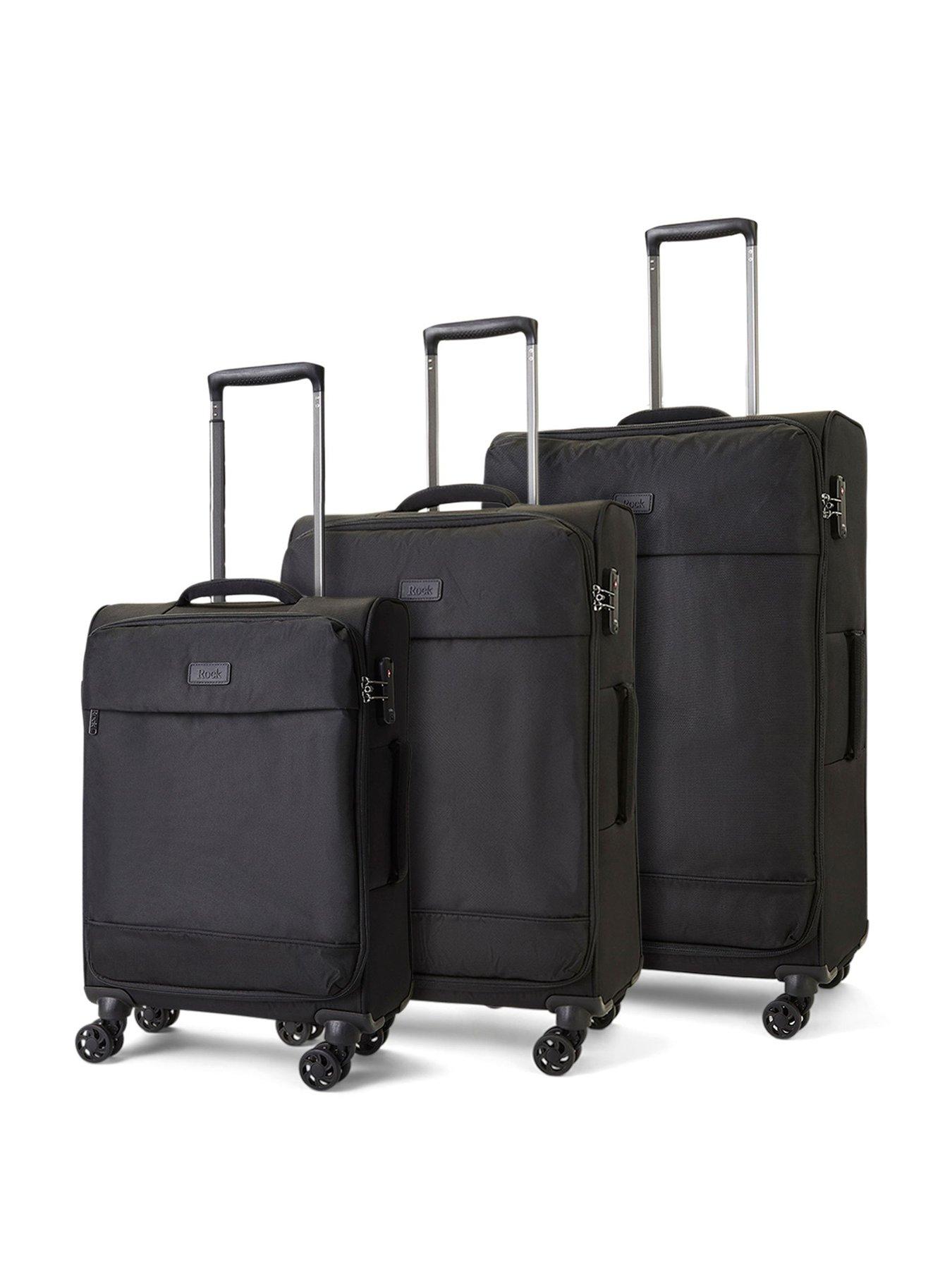 undefined Paris 8 Wheel Softshell Lightweight 3pc Suitcase With Lock -Black
