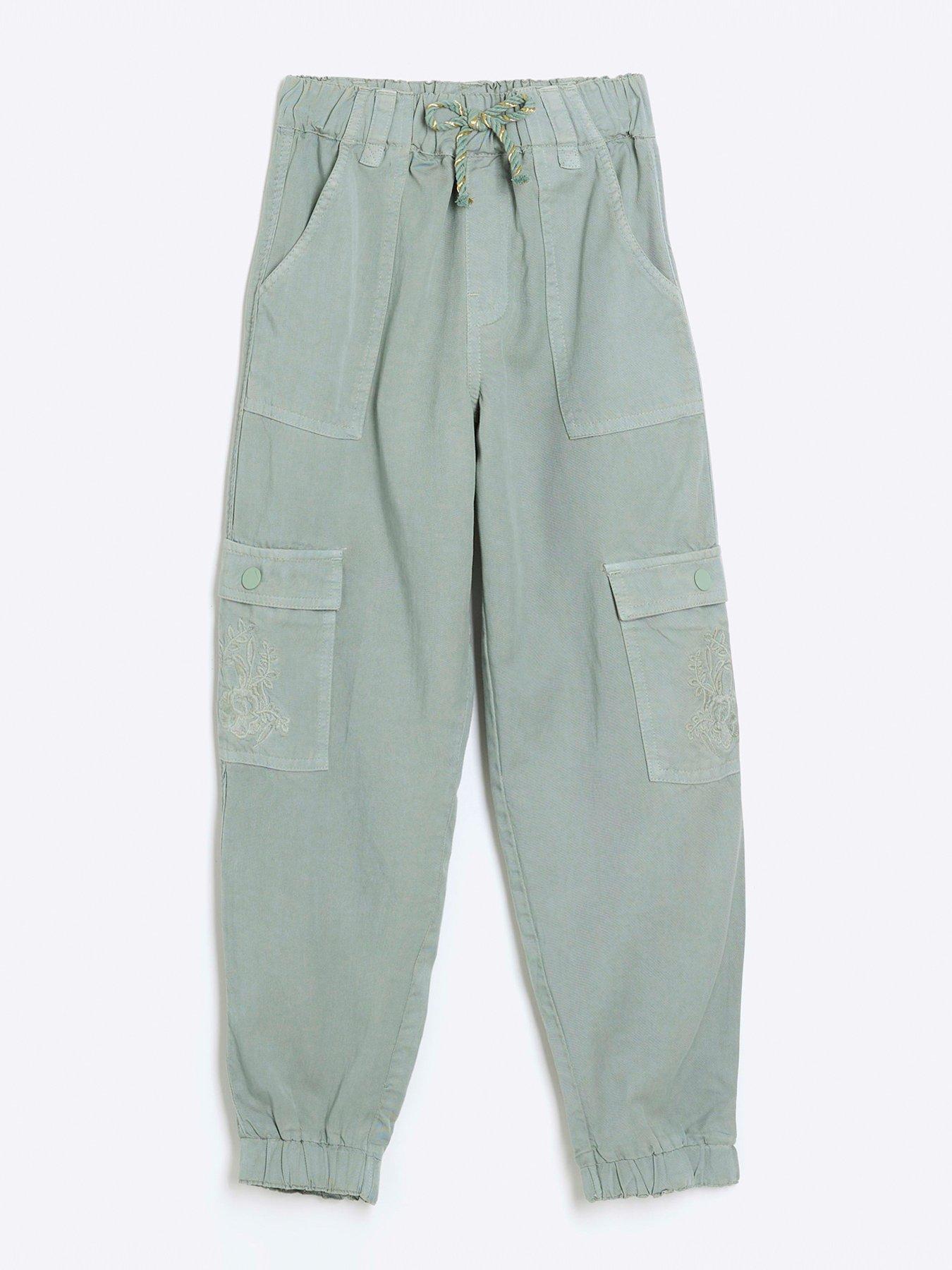 River Island Girls Lyocell Cargo Trousers Green