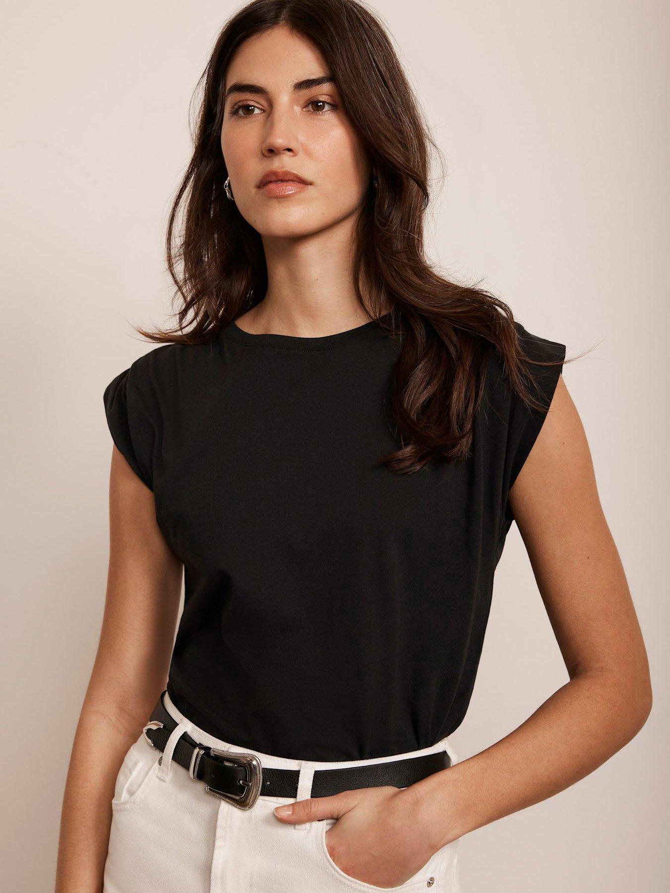 undefined Black Cotton Extended T-shirt