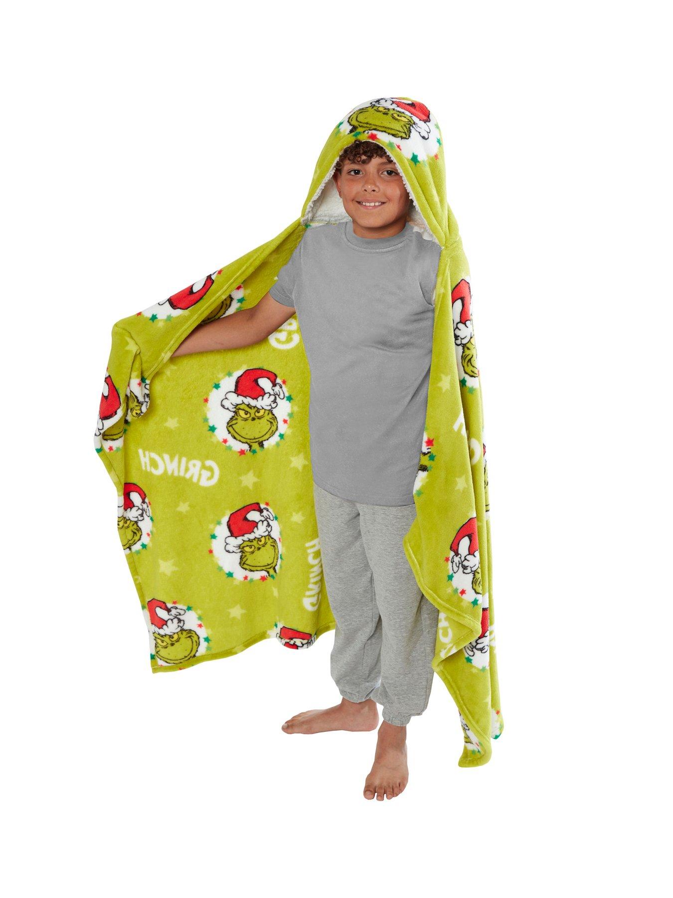 The Grinch Christmas Hooded Fleece Blanket Green