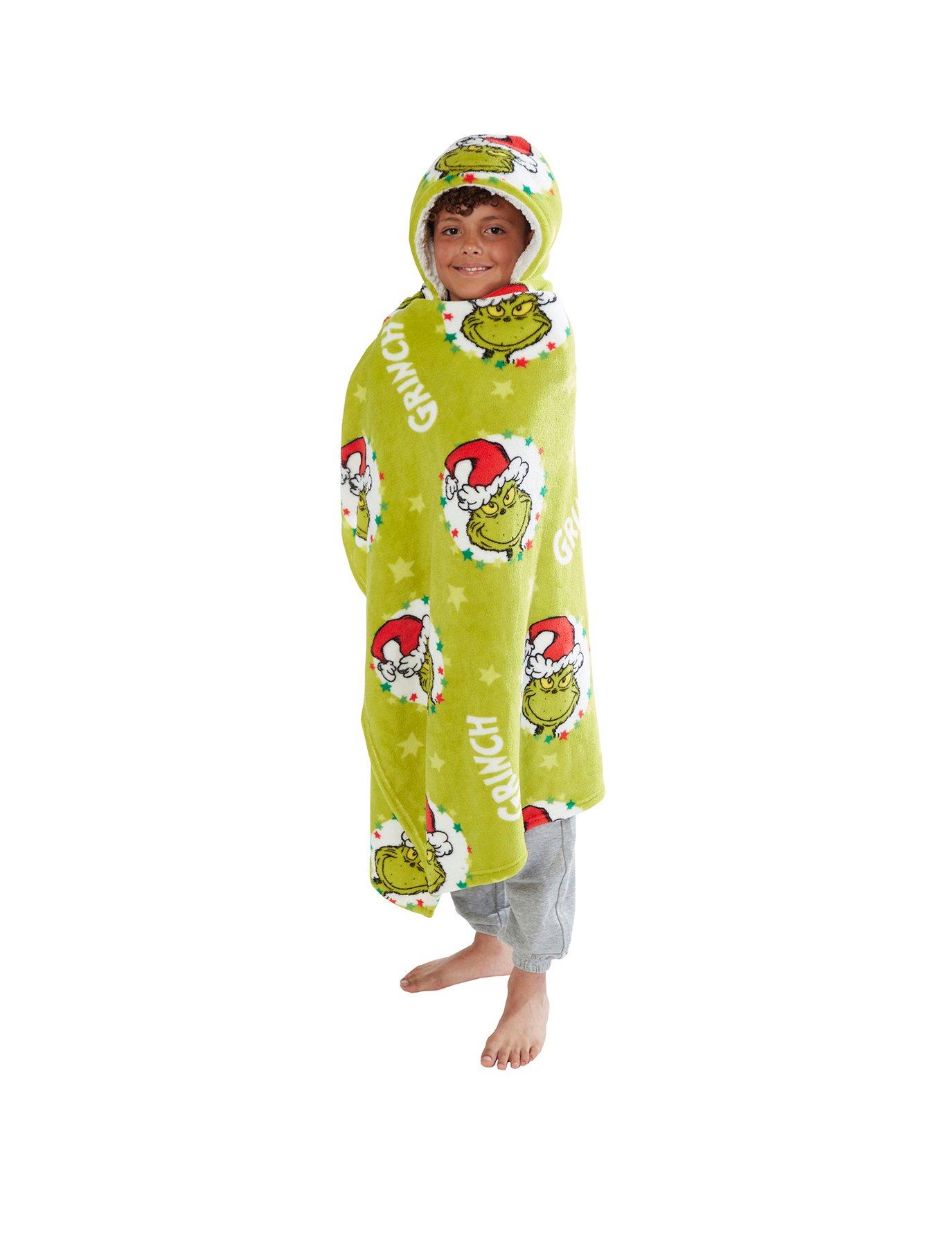 The Grinch Christmas Hooded Fleece Blanket Green