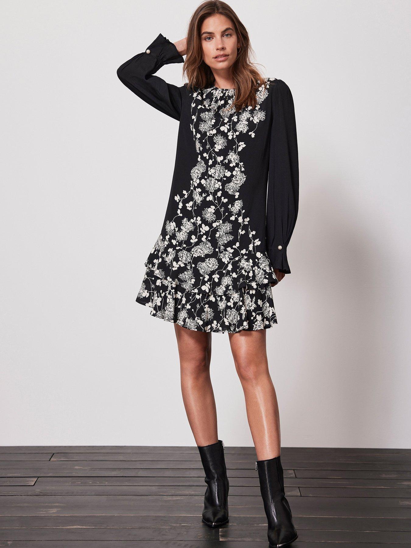 Quiz black floral dress best sale