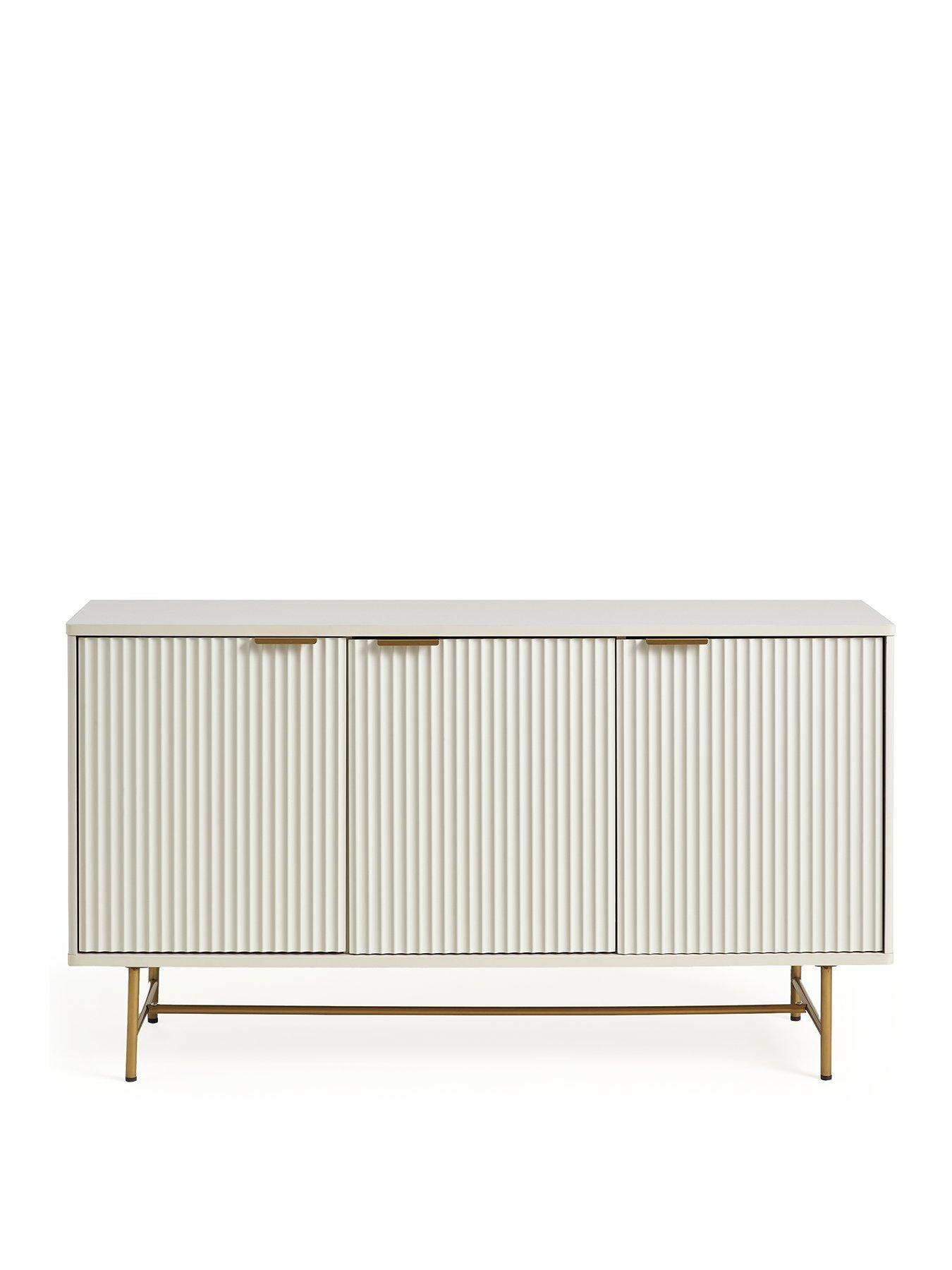 Image 2 of 6 of The Very Collection Cora Large 3 Door Sideboard - Ivory/Brass
