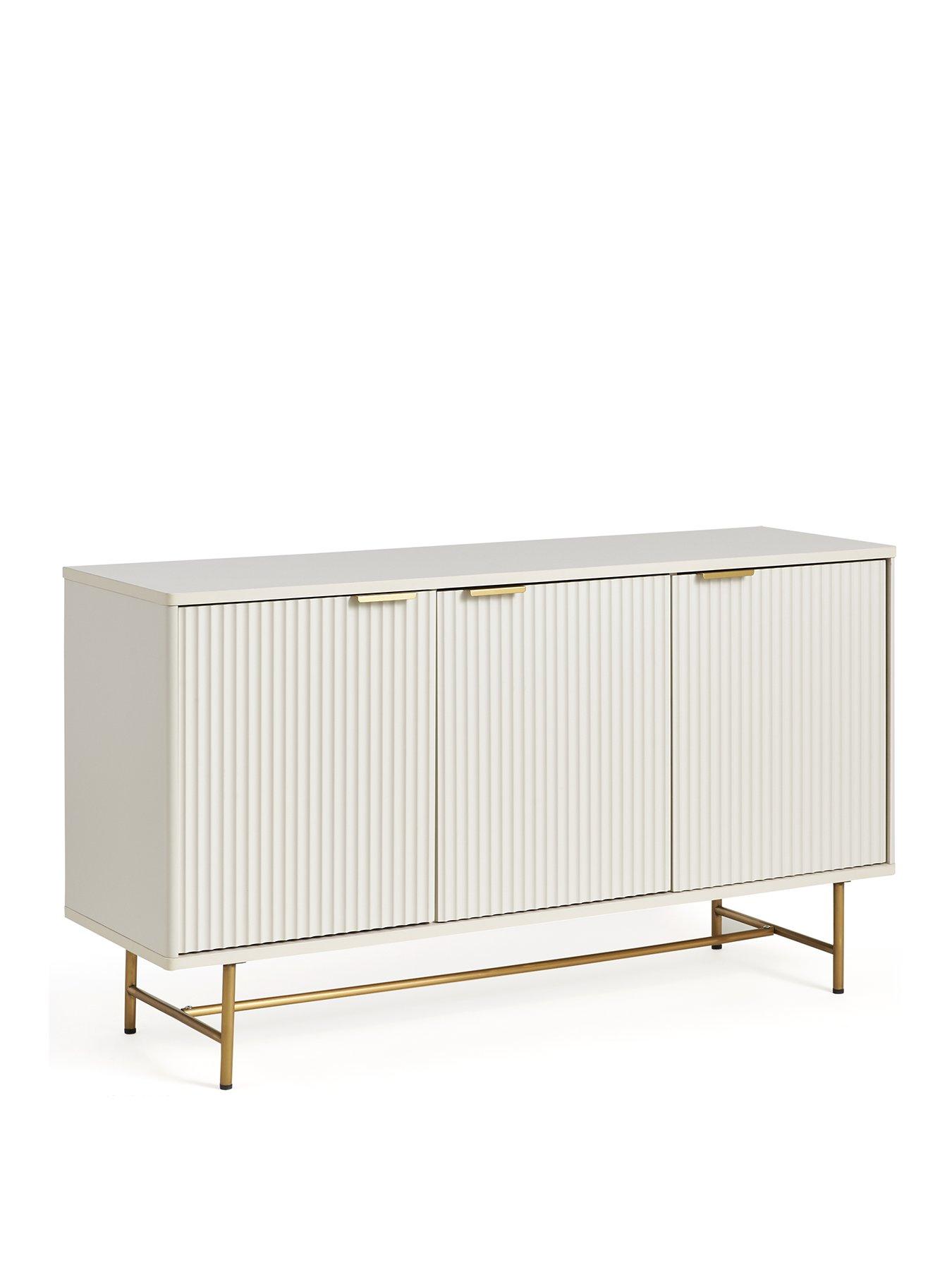 Image 3 of 6 of The Very Collection Cora Large 3 Door Sideboard - Ivory/Brass